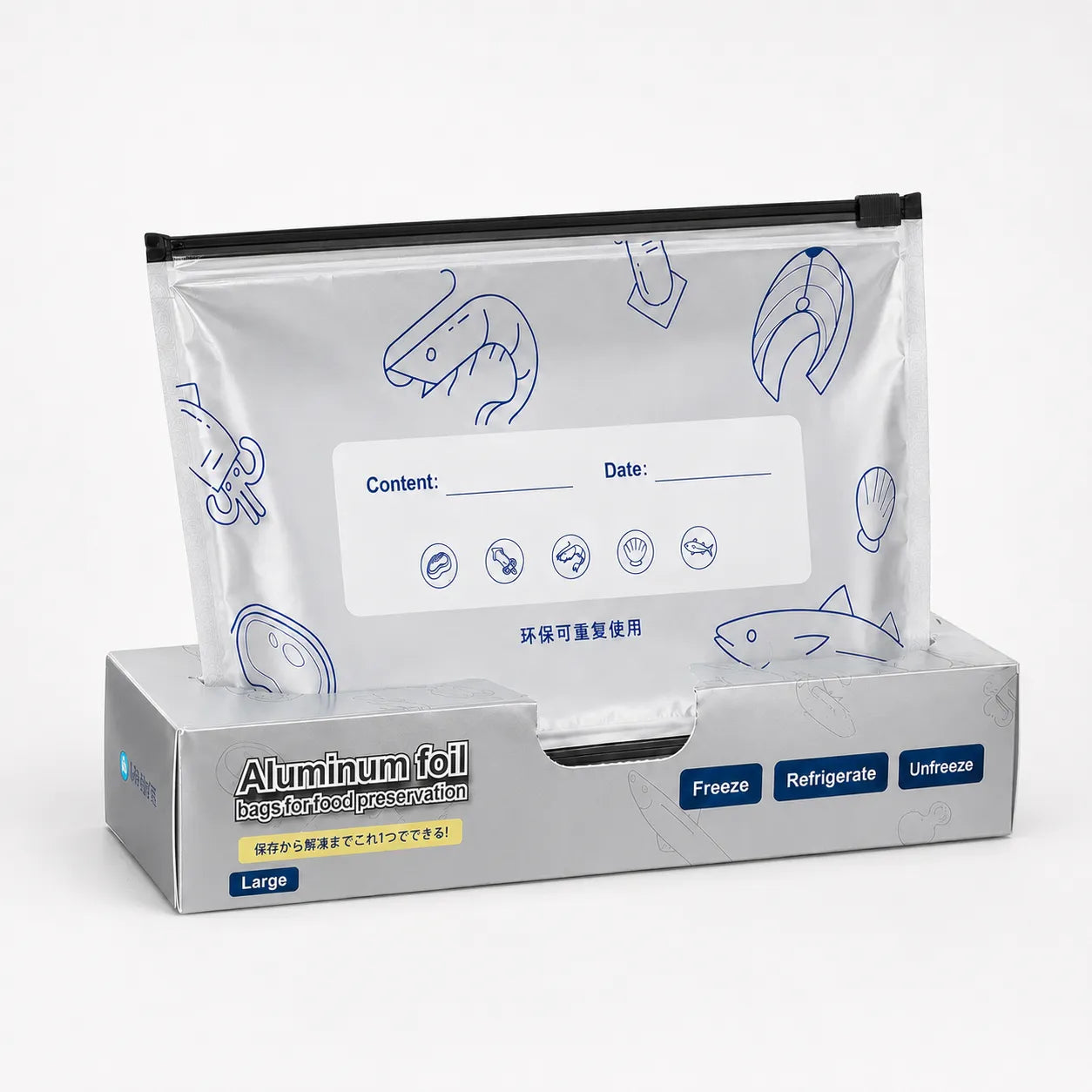 Freshlock – Reusable freezer storage bags with label panel, 10 pack