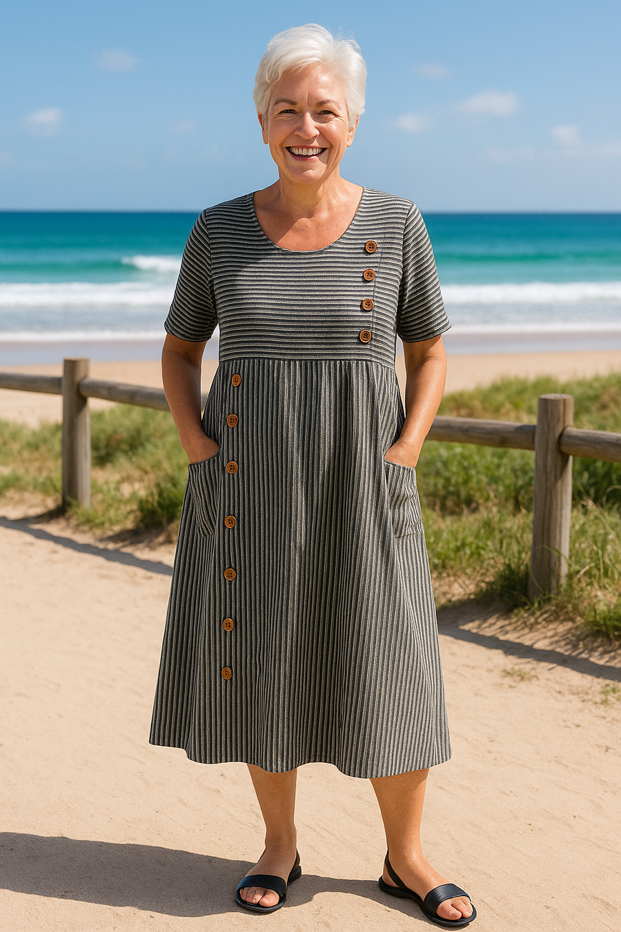 Brenna™ Striped Midi Dress