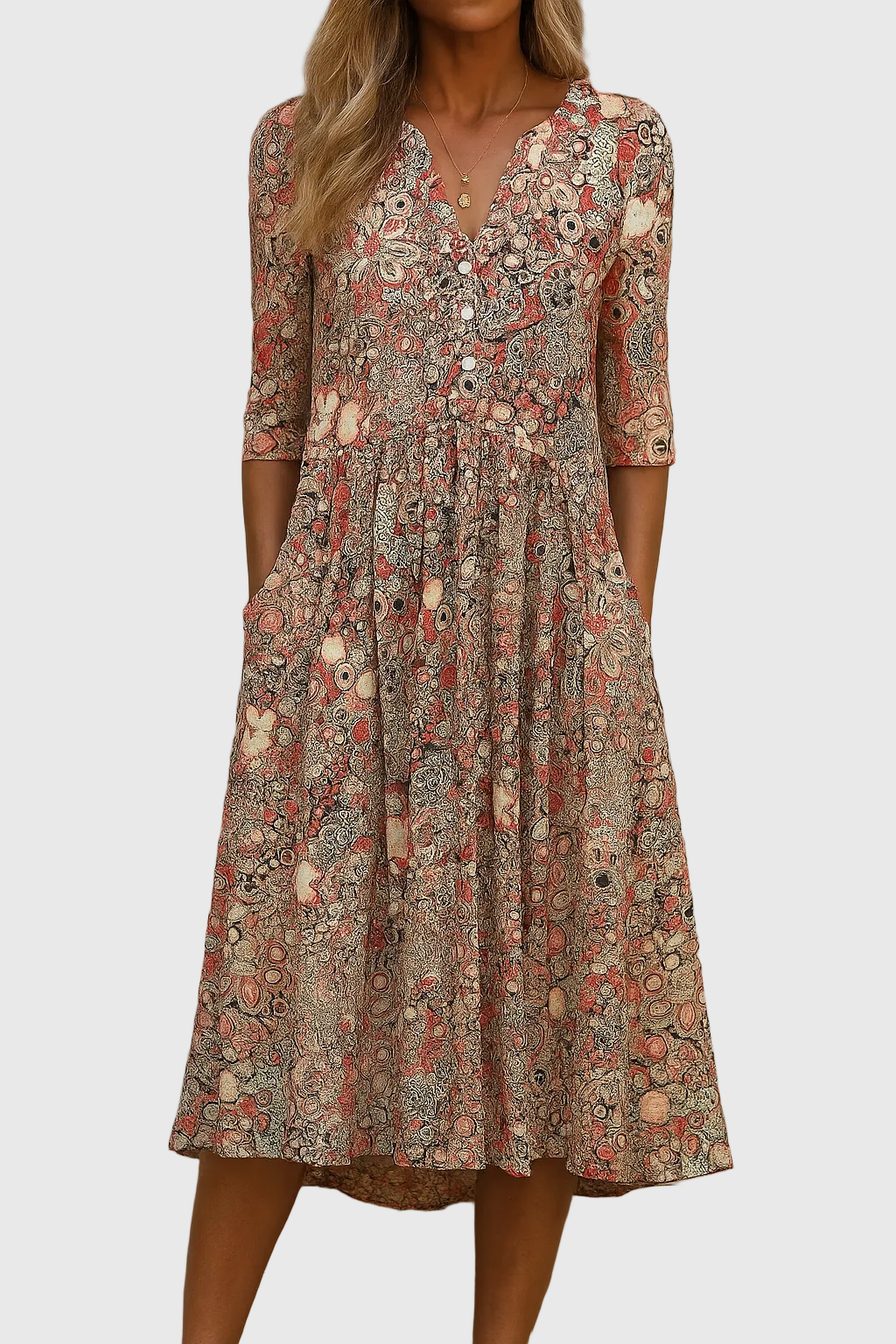 Harlow | Elegant Midi Dress with V-Neck