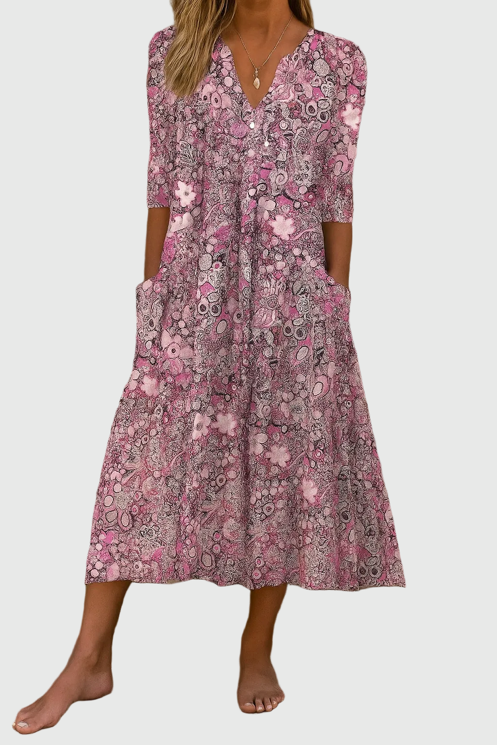Harlow | Elegant Midi Dress with V-Neck