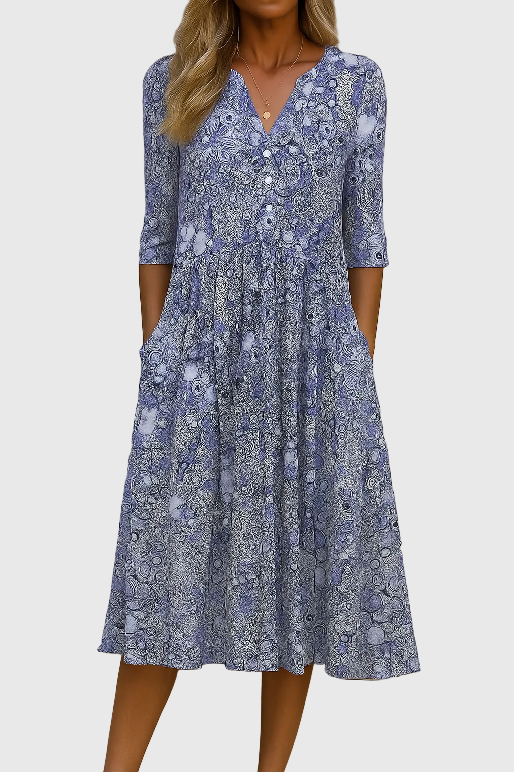 Harlow | Elegant Midi Dress with V-Neck