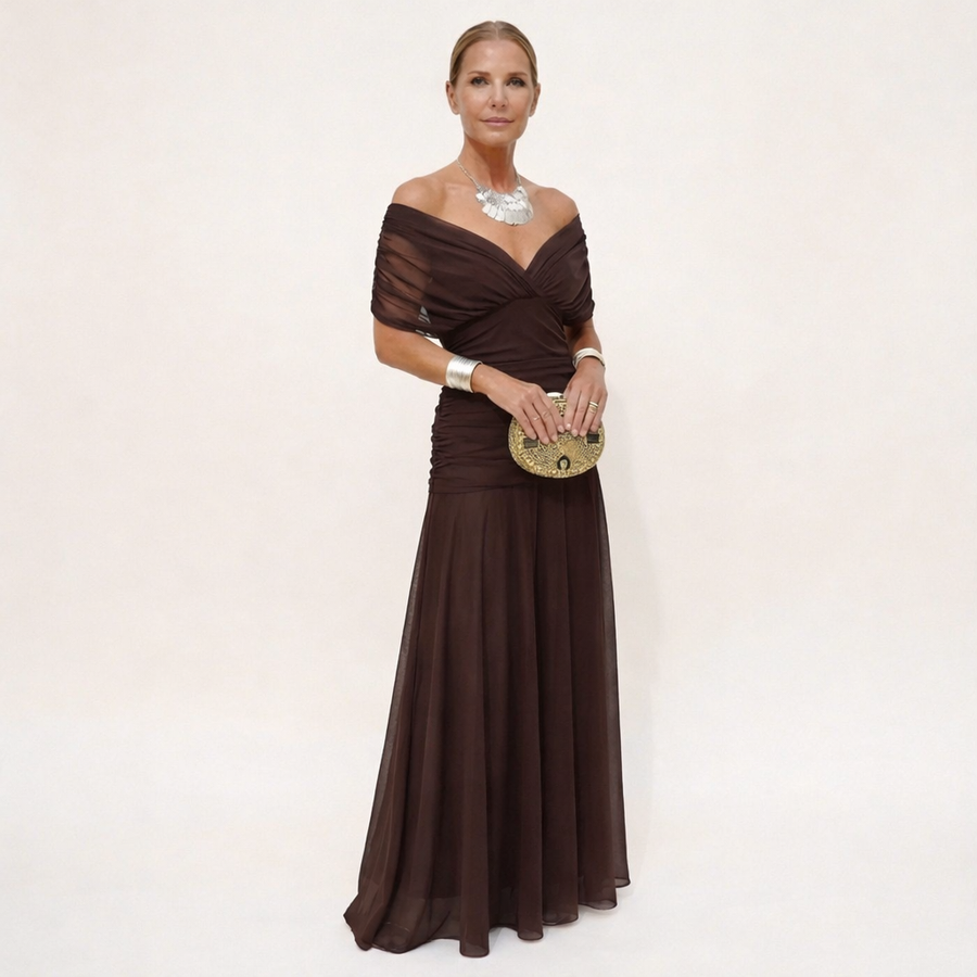 Velora™ | Long Floral Dress with V-Neck