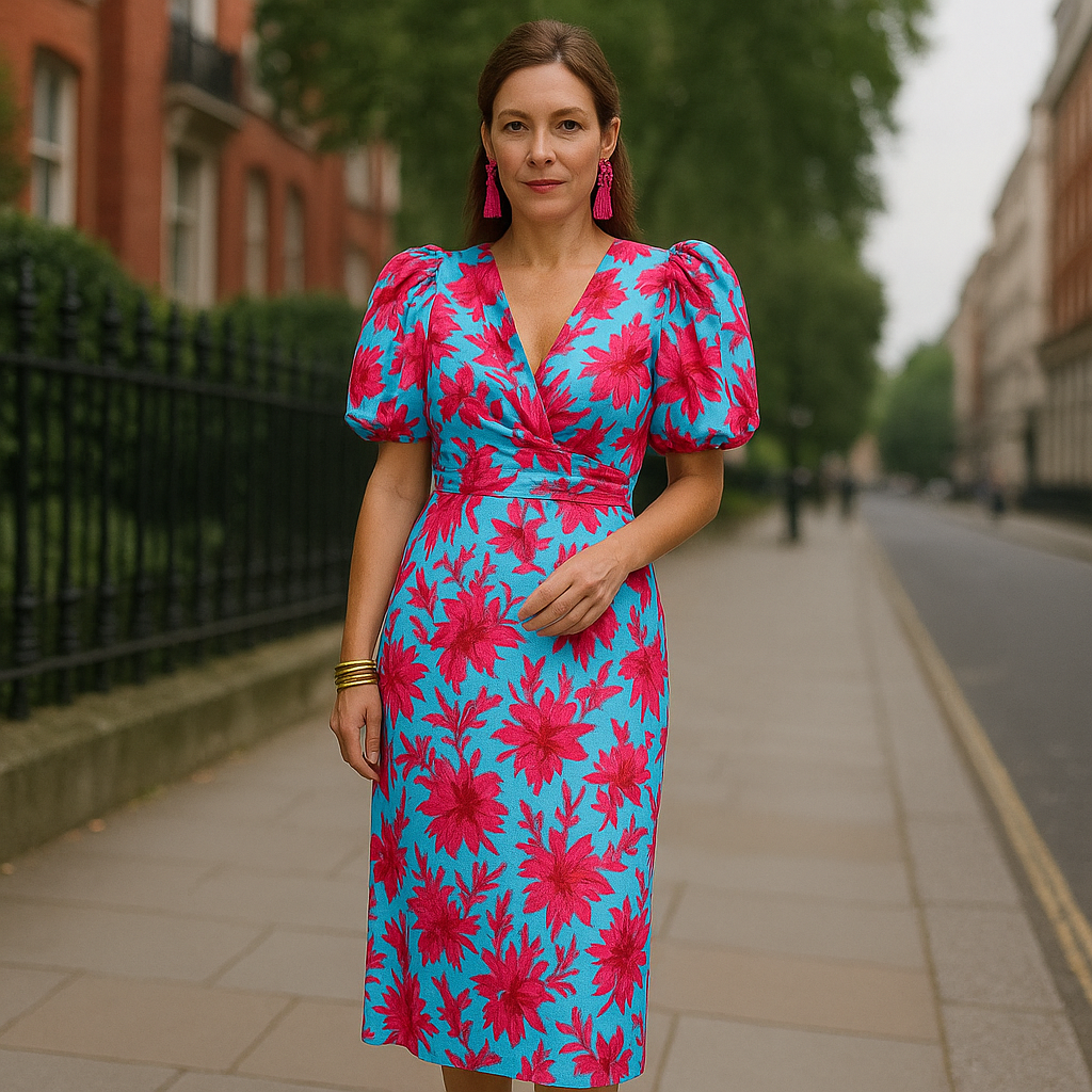 Oranit™ | Colorful Dress with Pleated Sleeves