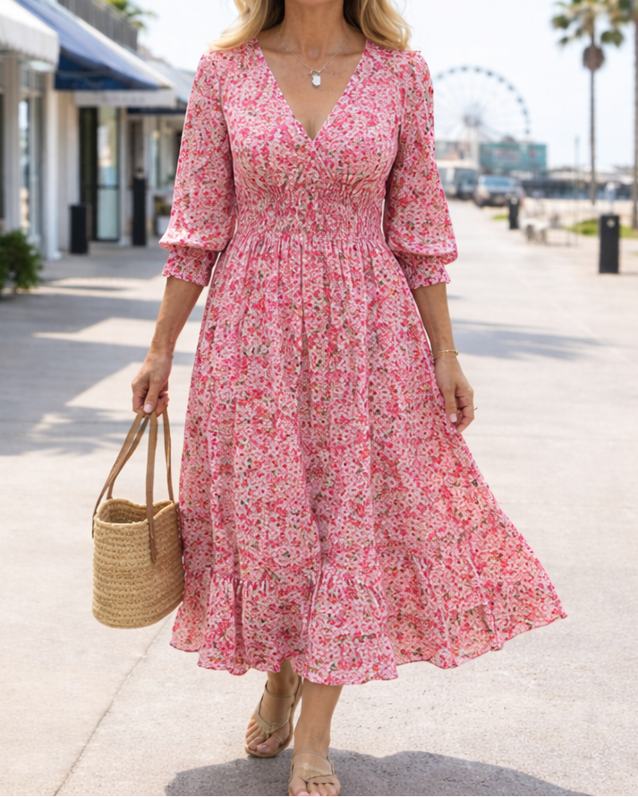 Brielle | Floral V-Neck Smocked Dress