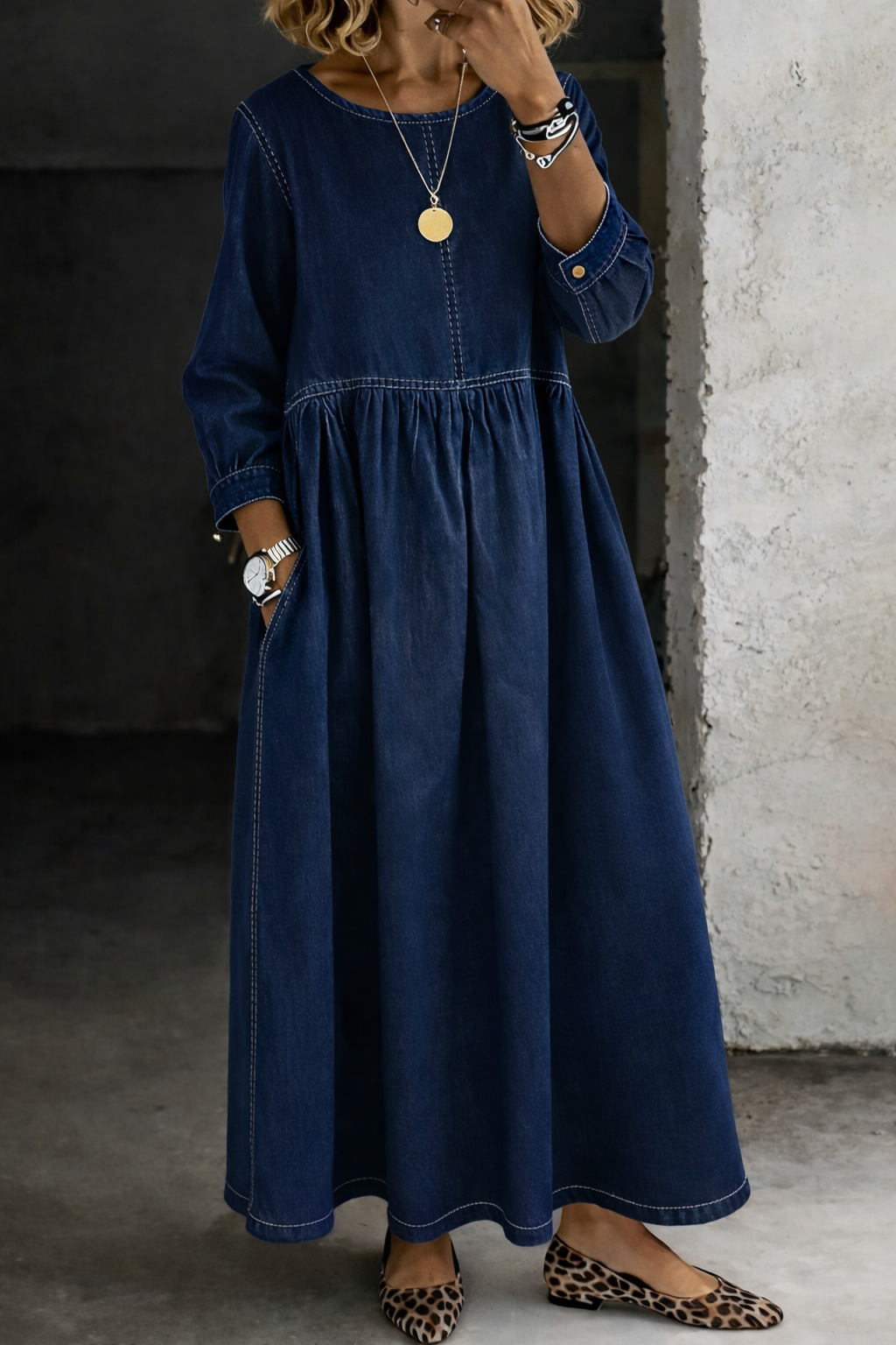 Zephyrelle - Vintage Denim Maxi Dress