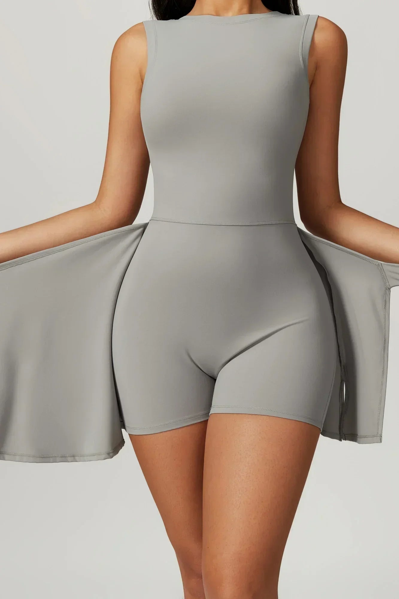 Céleste – High Collar Dress with Integrated Shorts