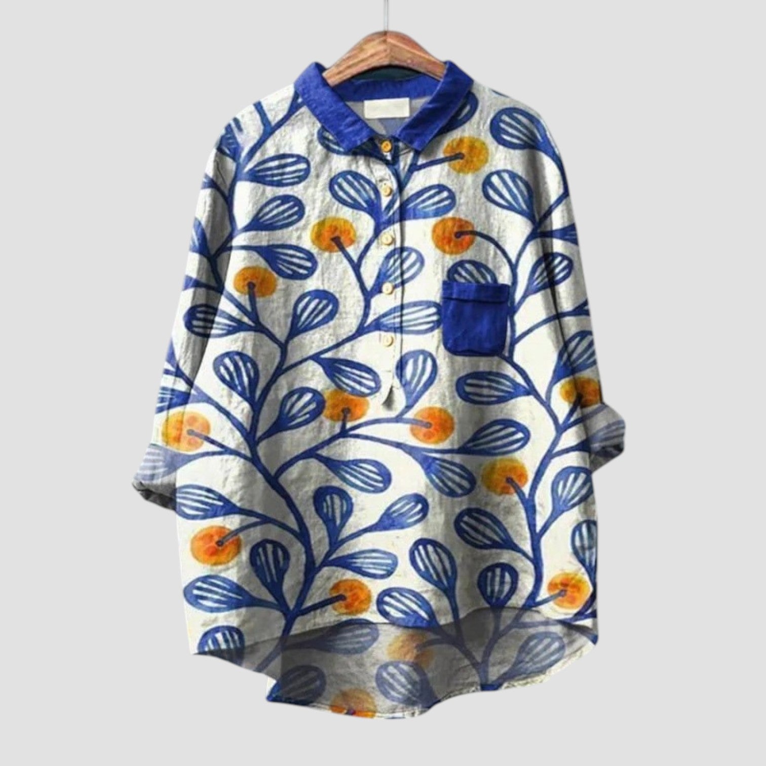 Elenya™ | 2025 – Blue Leaf Blouse
