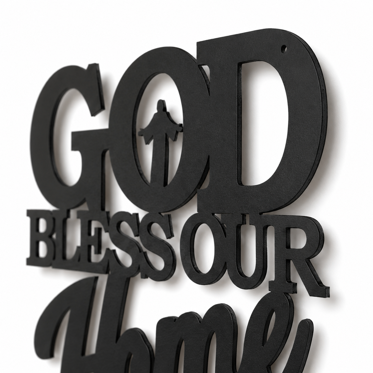 Hearthwell – Black Metal Wall Sign, Faith & Home Decor Art