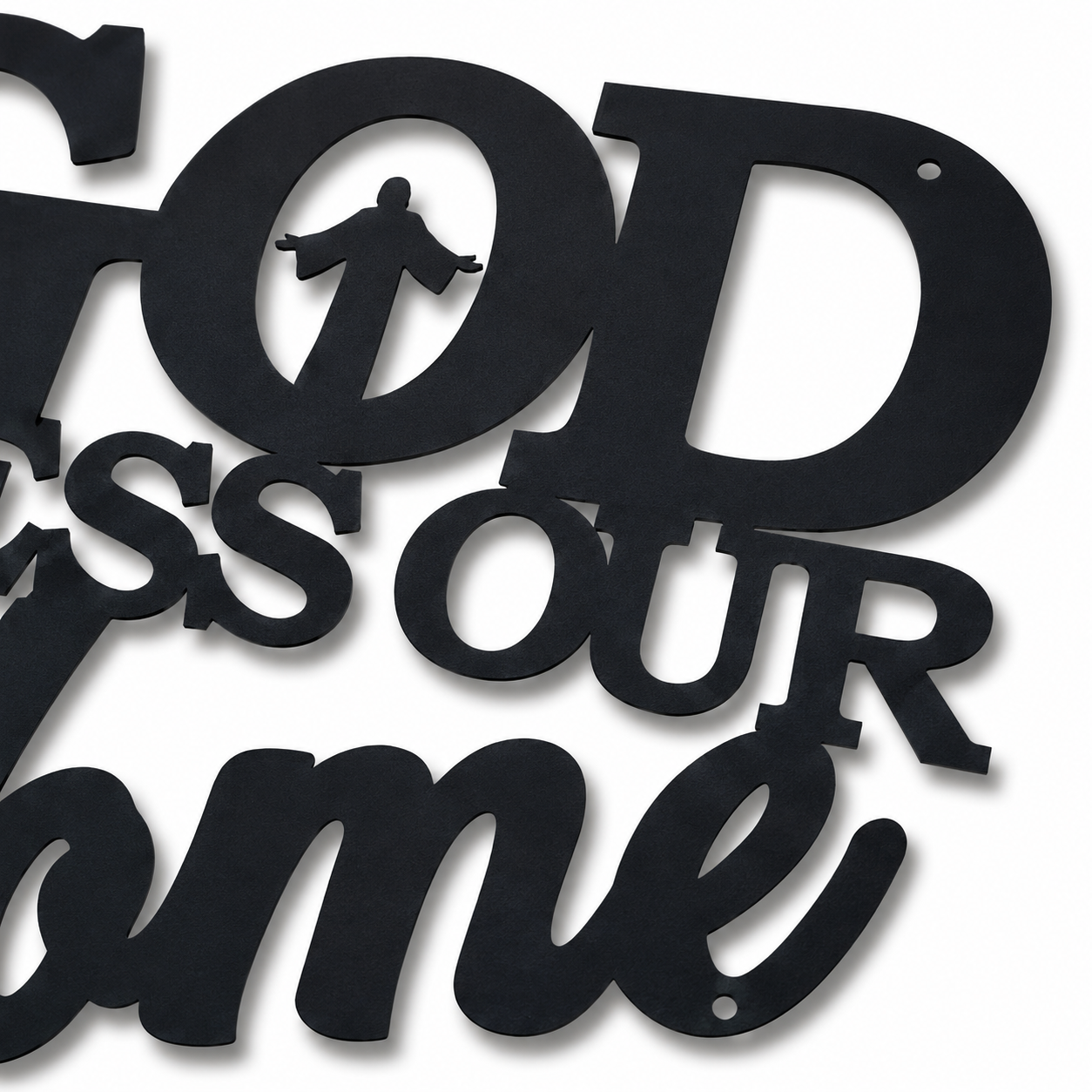 Hearthwell – Black Metal Wall Sign, Faith & Home Decor Art