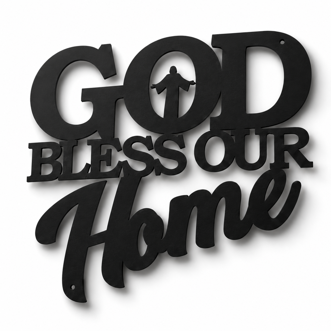 Hearthwell – Black Metal Wall Sign, Faith & Home Decor Art