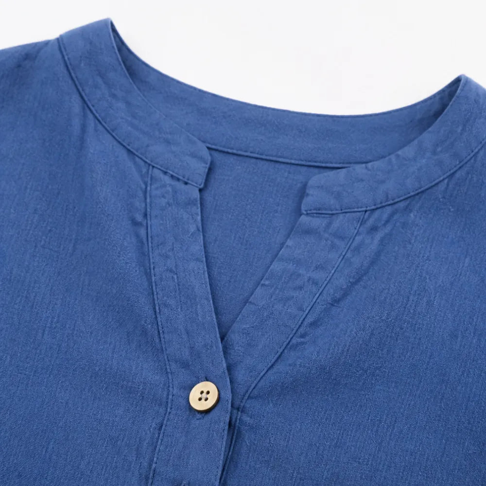 Amberlys – Airy Blouse with V-Neck and Buttons