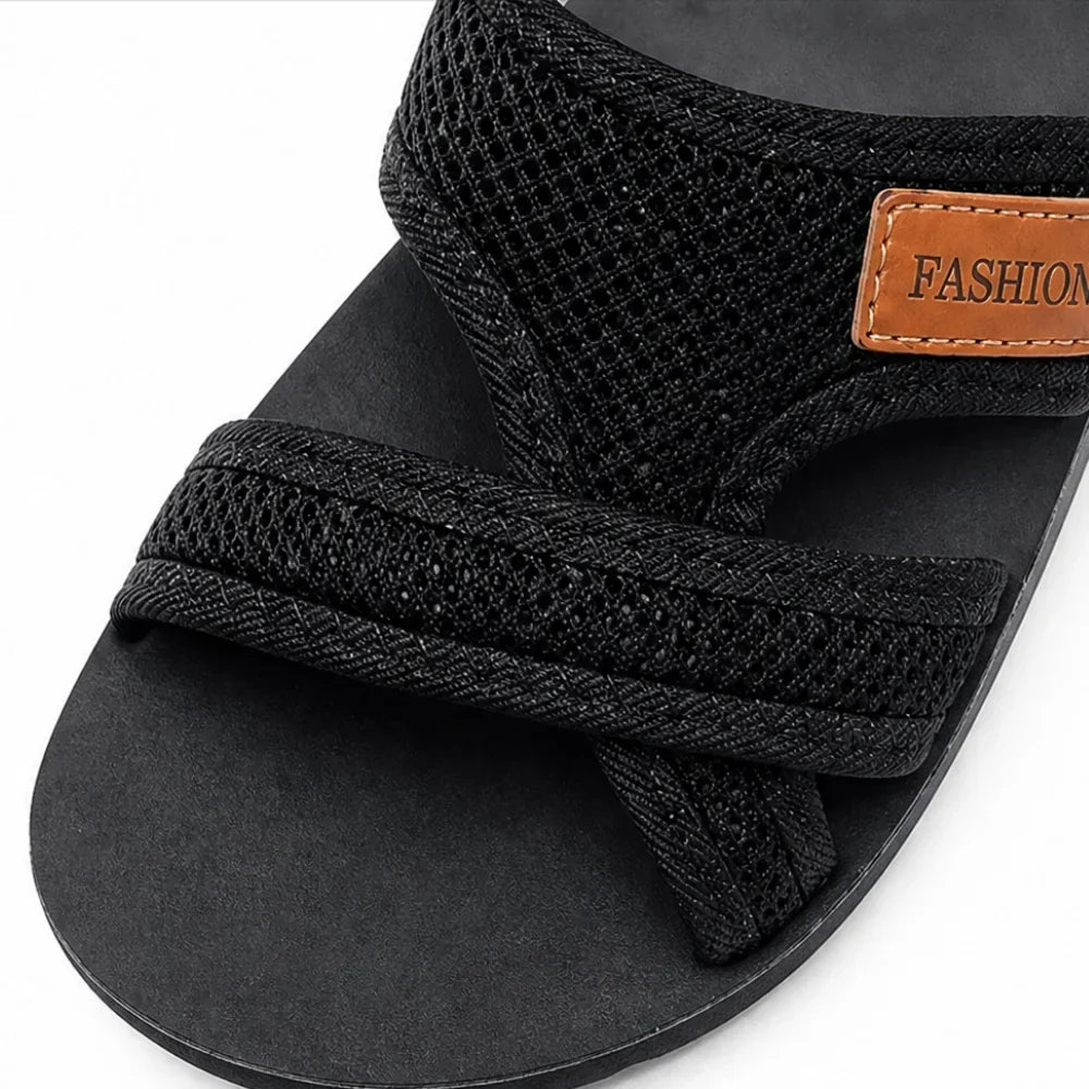 Breezely – Breathable Mesh Slide Sandals for Wide Feet, Open Toe Comfort