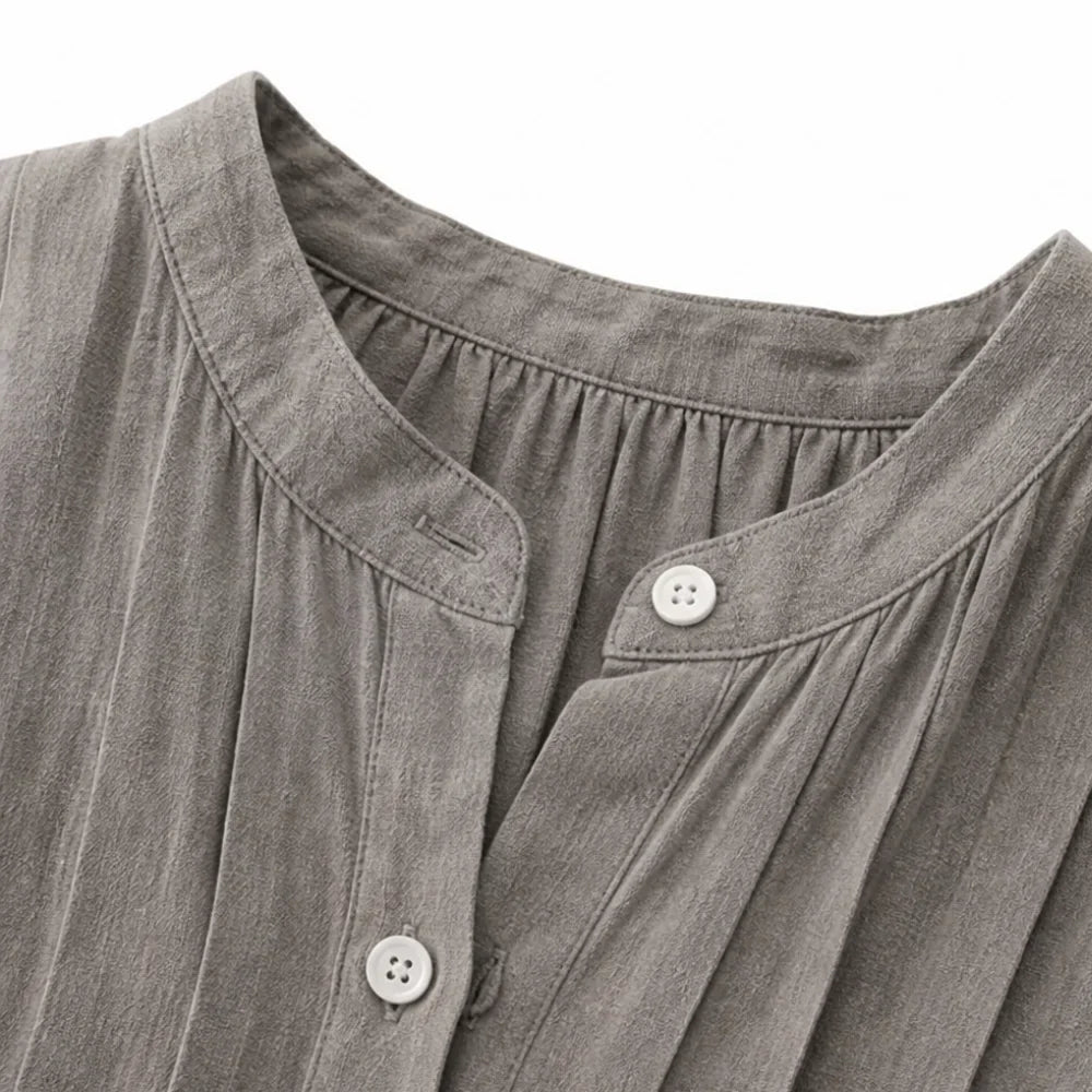 Lunavelle – Pintuck Peplum Button-Up Blouse