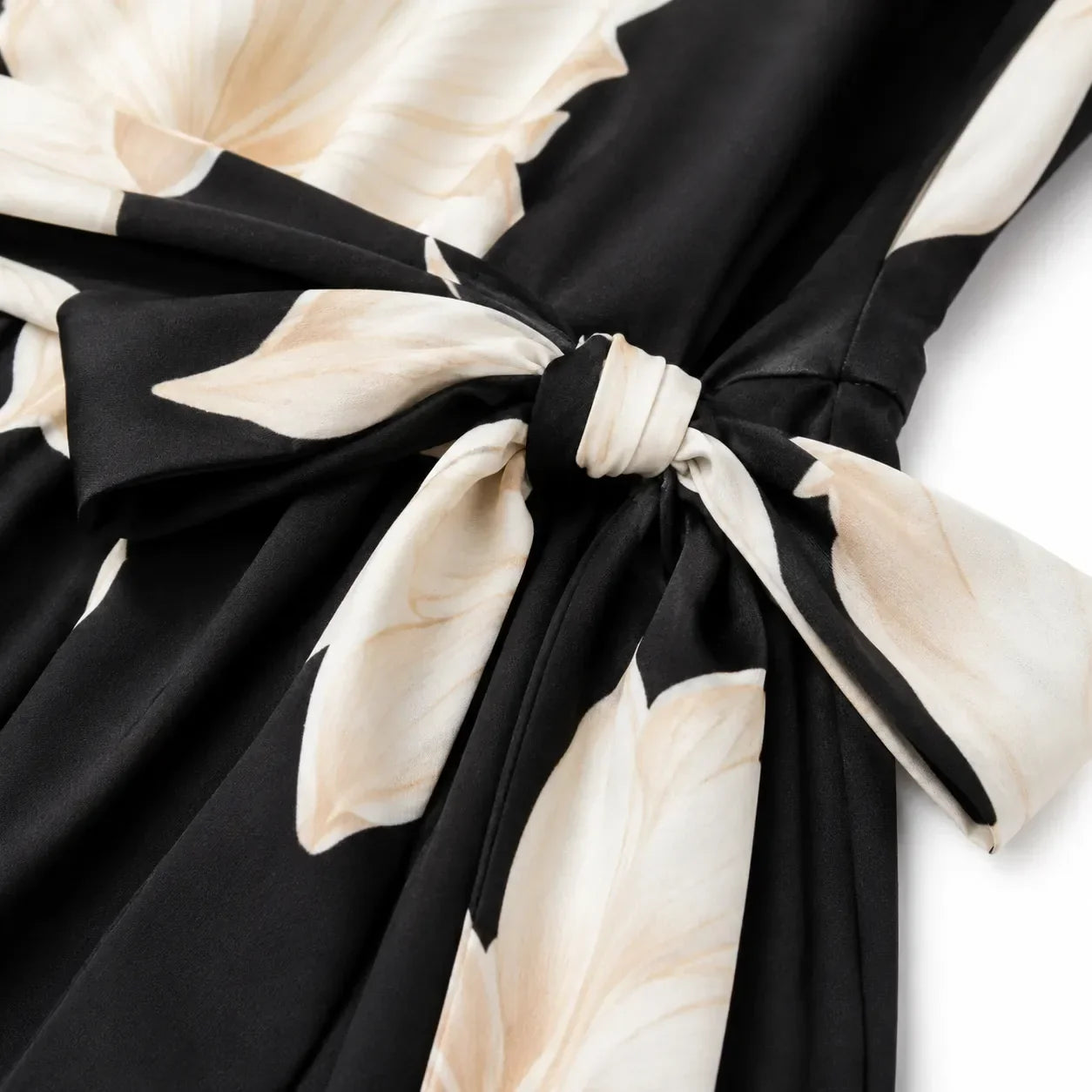 Florenza – Floral Cowl-Neck Midi Dress with Tie Waist, A-Line, Sleeveless