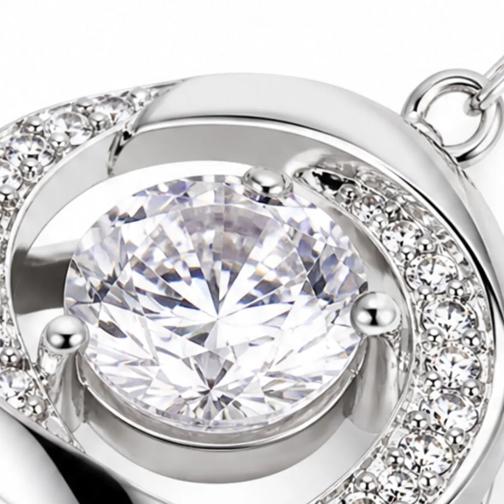 Lunavia – Floating Stone Silver Necklace with Pavé Halo