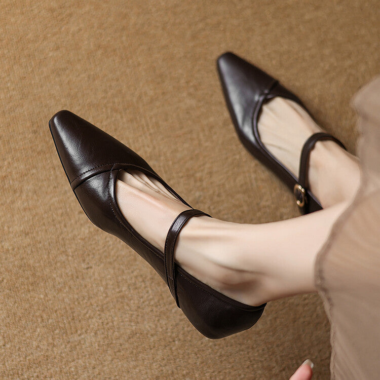 AVERY – POINTED TOE MARY JANE FLATS