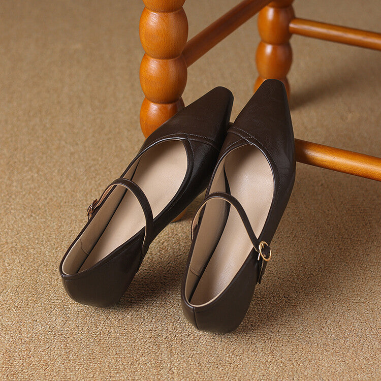 AVERY – POINTED TOE MARY JANE FLATS