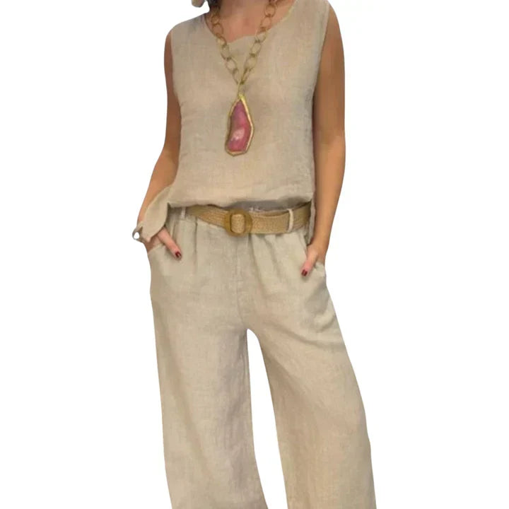 Paloma | Sleeveless Bohemian Top with Matching Cropped Pants
