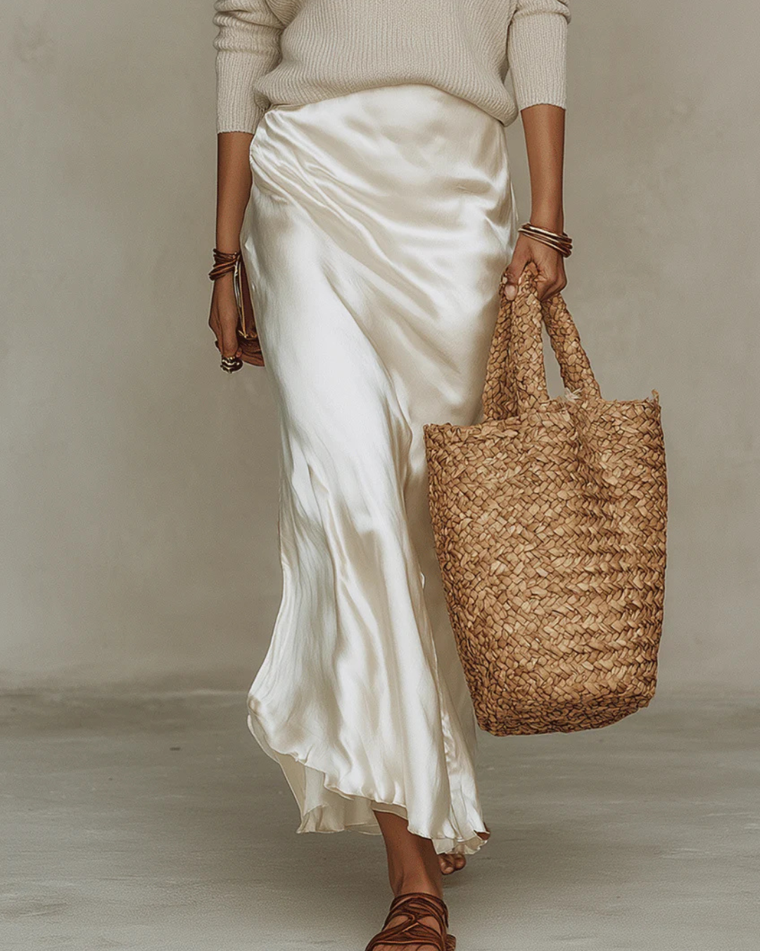 Elena™ | Satin Midi Dress with Included Sweater