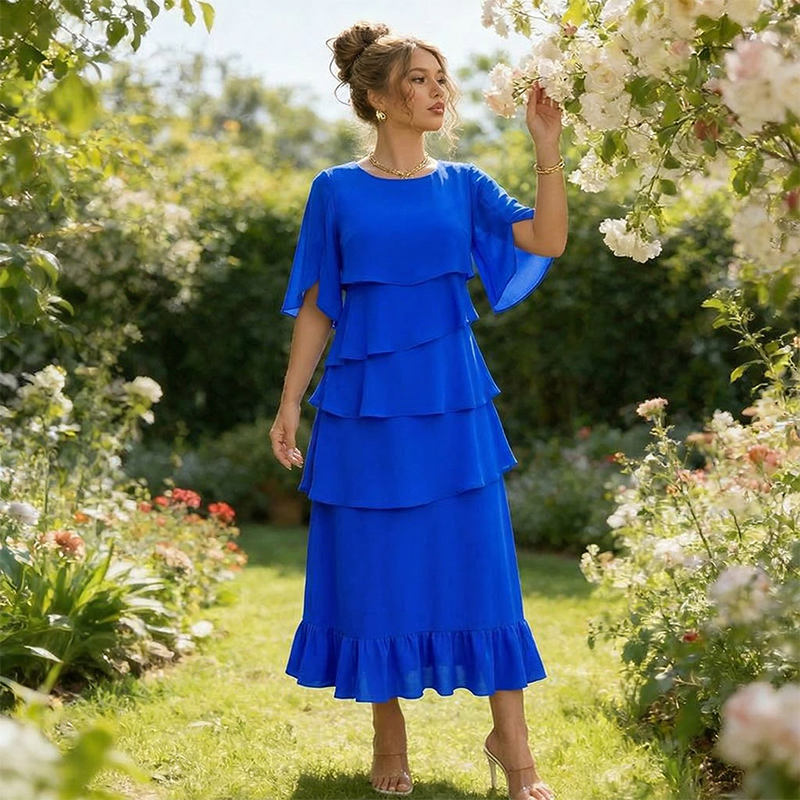Florelle – Women's Layered Ruffle Midi Dress