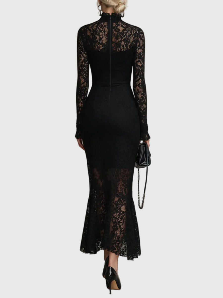 Monica | Elegant Long Lace Dress with Mermaid Train