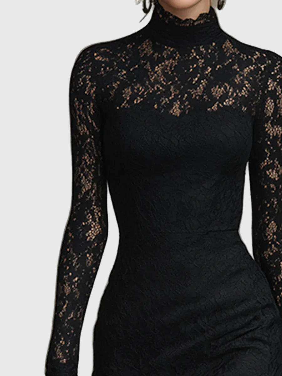 Monica | Elegant Long Lace Dress with Mermaid Train