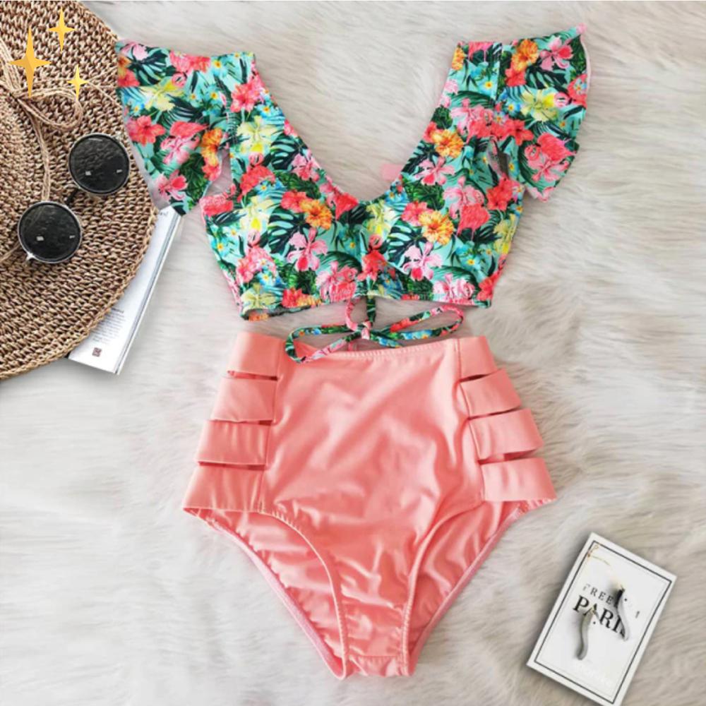 Laura® | High-waisted bikini bottom and top