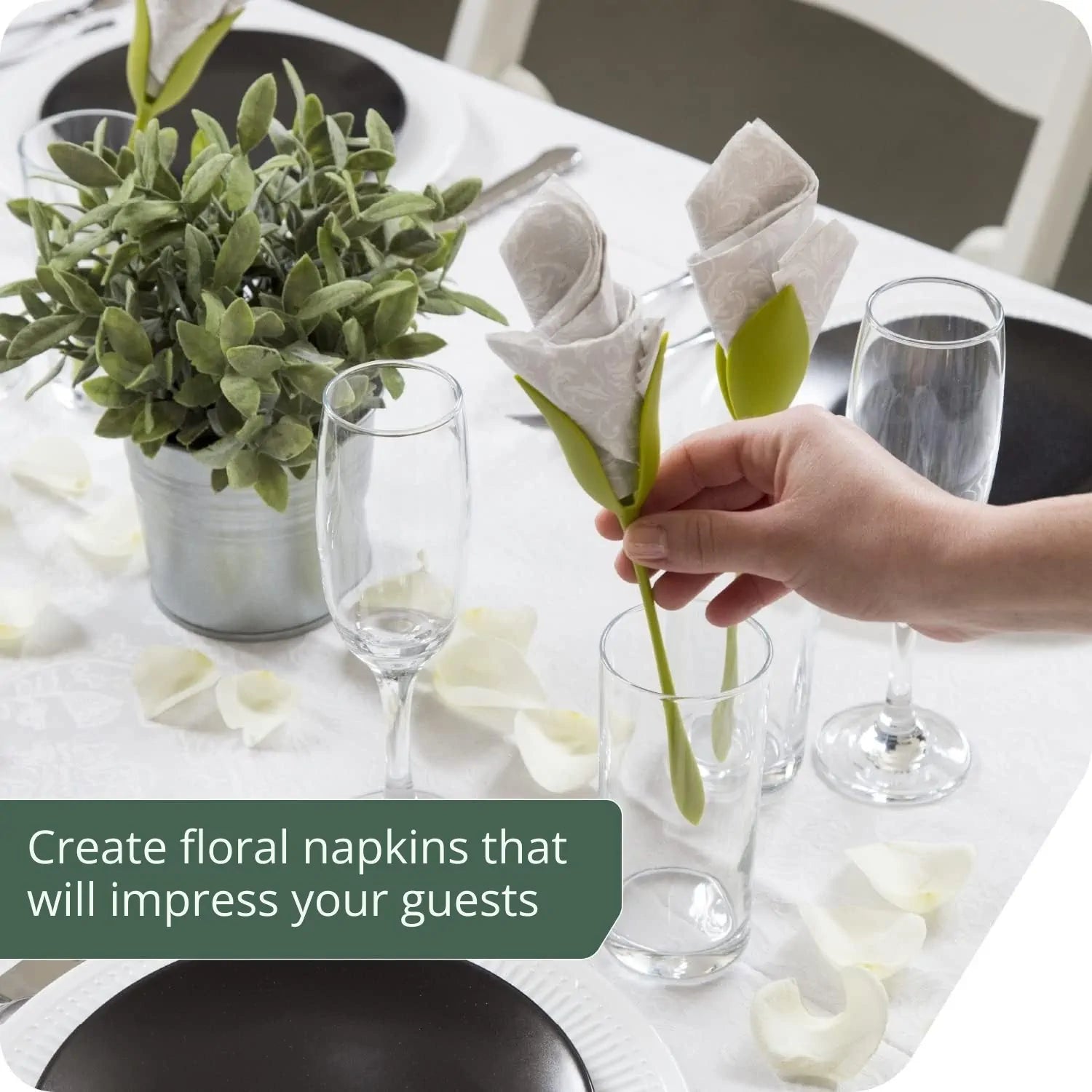 Florenza - Napkin Flower Creator for Elegant Table Settings (2 Pcs)