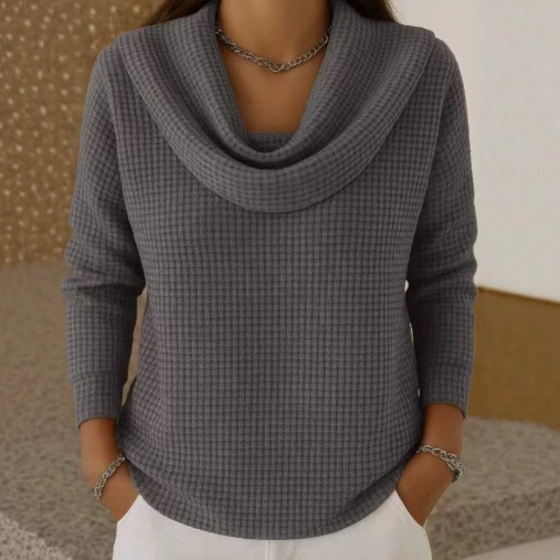 Dmber™ | Warm Waffle-Knit Sweater with an Elegant Cowl Neck