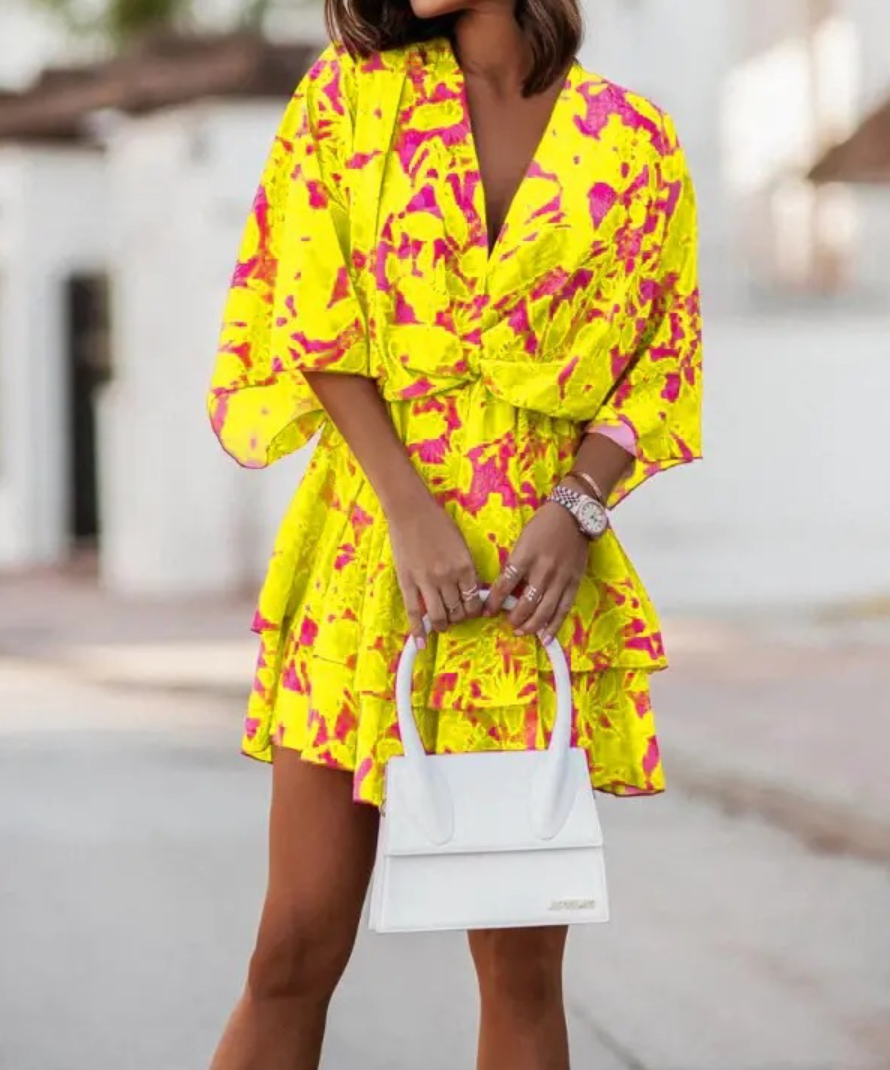 Valeria - Bohemian Floral Mini Dress
