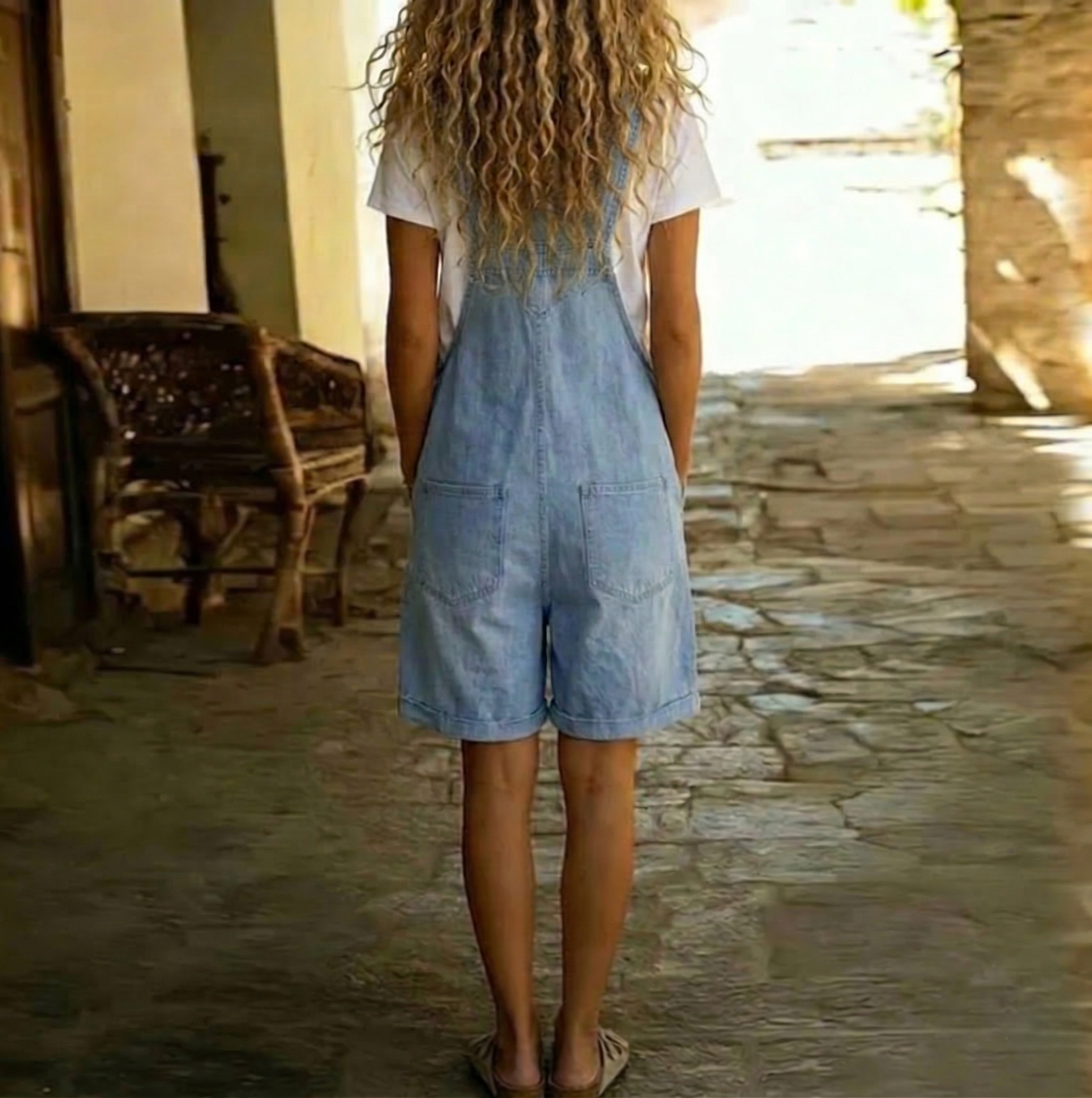 Harlow - Relaxed Denim Short Overalls