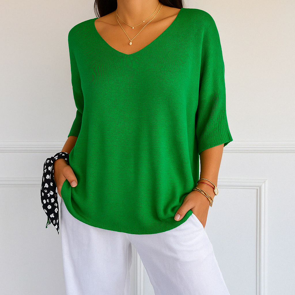 Clara | Women V Neck Short Sleeve Sweater