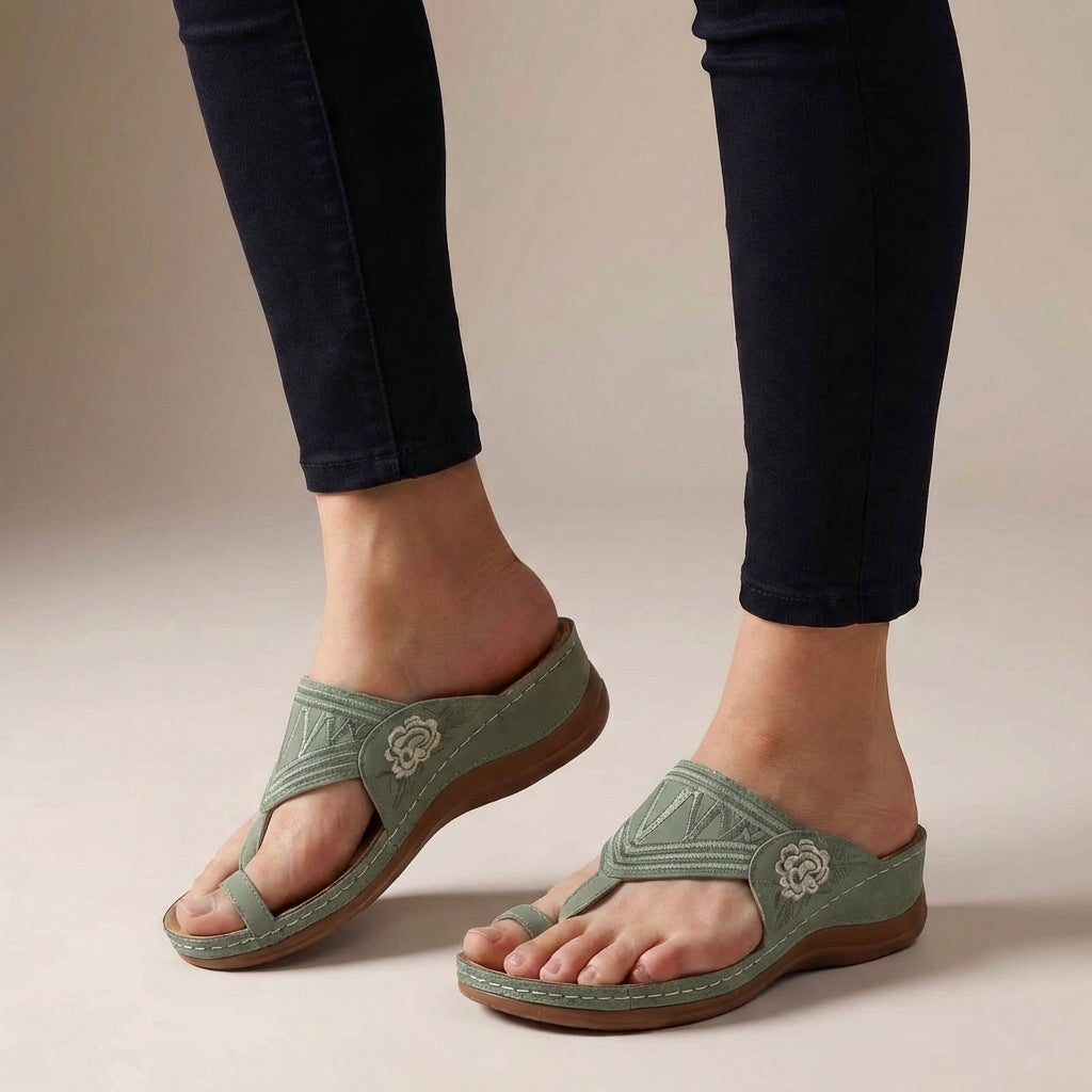 Michelle | Women's Orthopedic Floral Embroidered Wedge Sandals