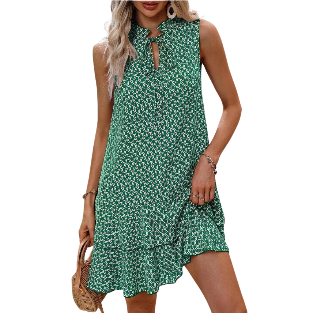 Printed Bohemian Midi Dress with Adjustable Straps