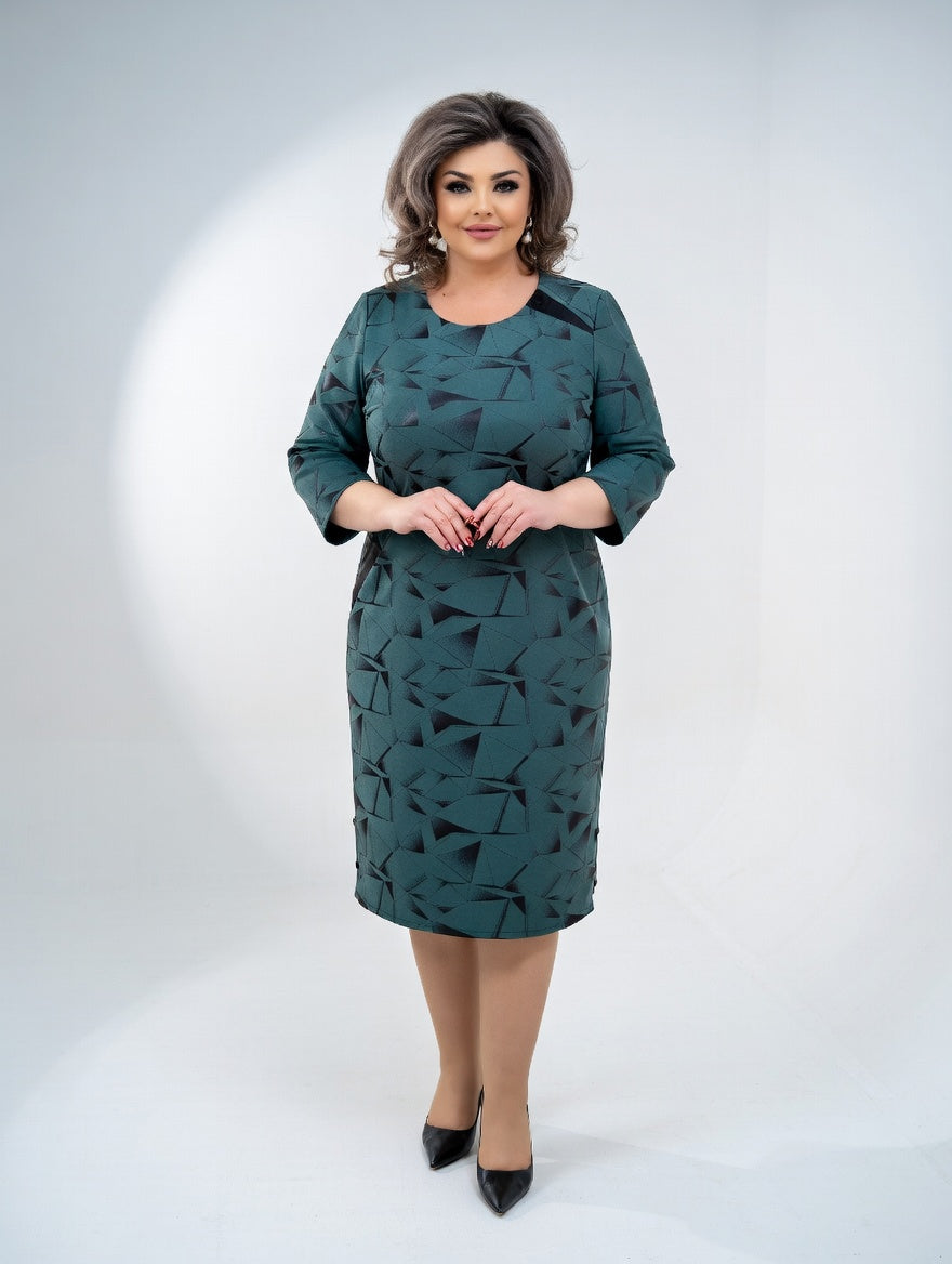 Structured Midi Dress with Graphic Pattern — Timeless Elegance and Comfort