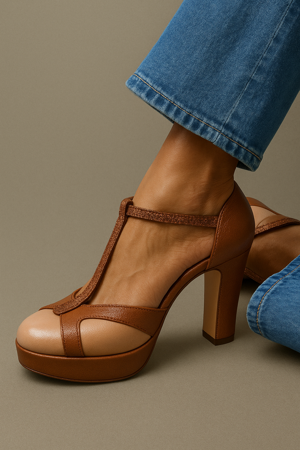 CAMILLE – VINTAGE T-STRAP PLATFORM HEELS
