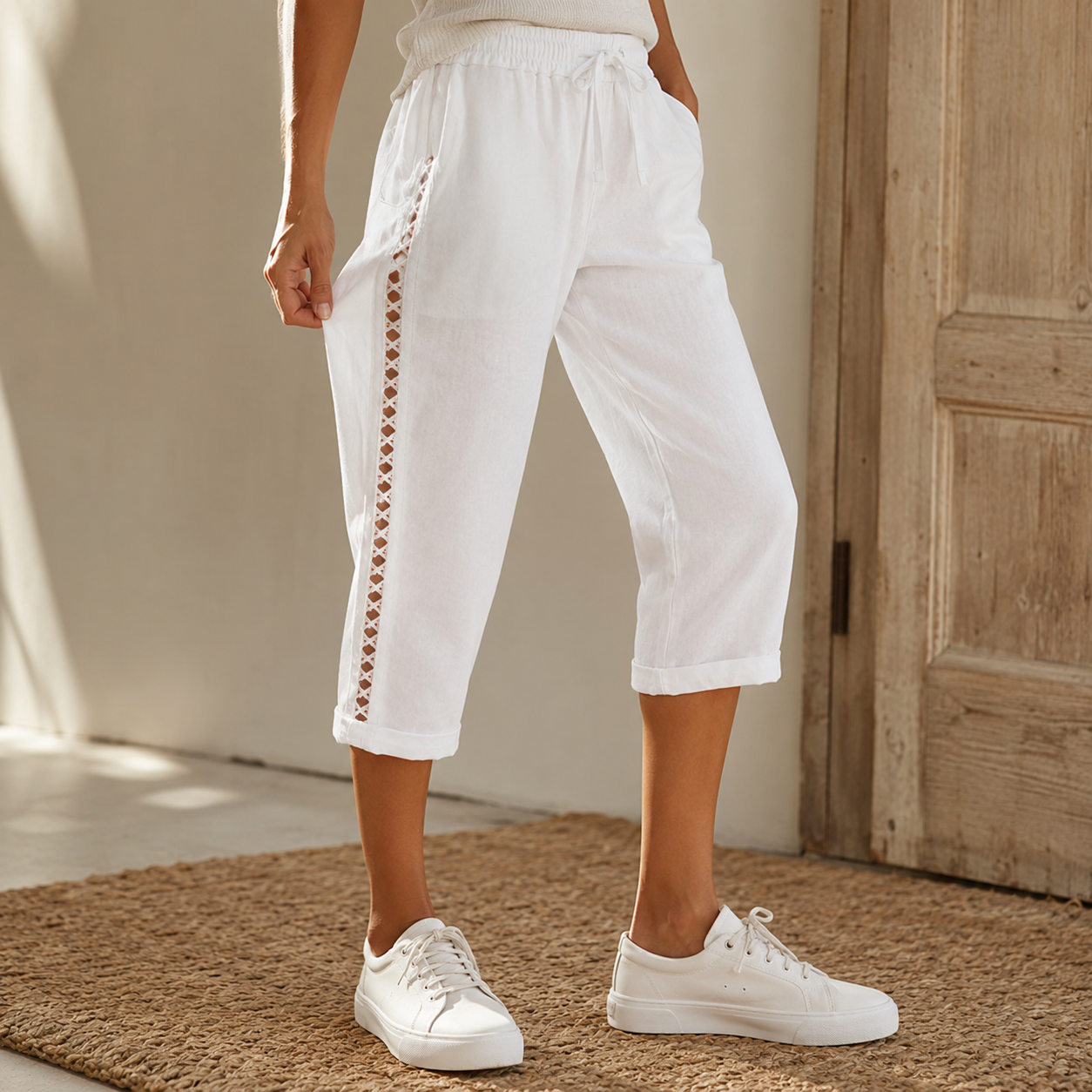 Lunava – Lace-Side Capri Pants for Women