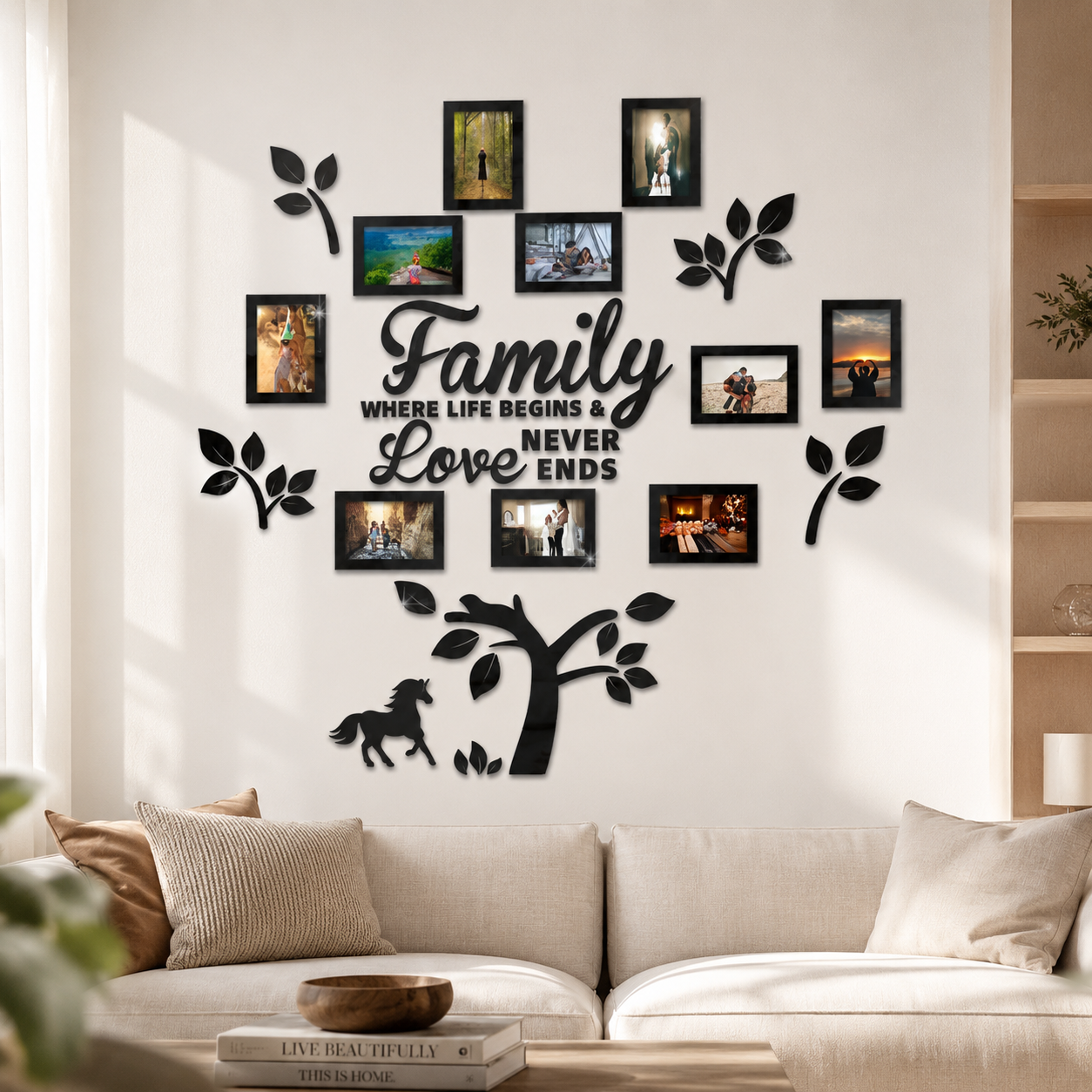 Halena – 3D Acrylic Family Tree Wall Decor with 11 Photo Frames
