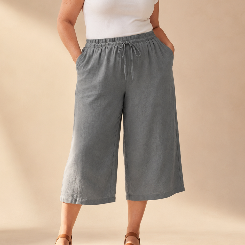 Calmara – Cropped Wide-Leg Drawstring Pants