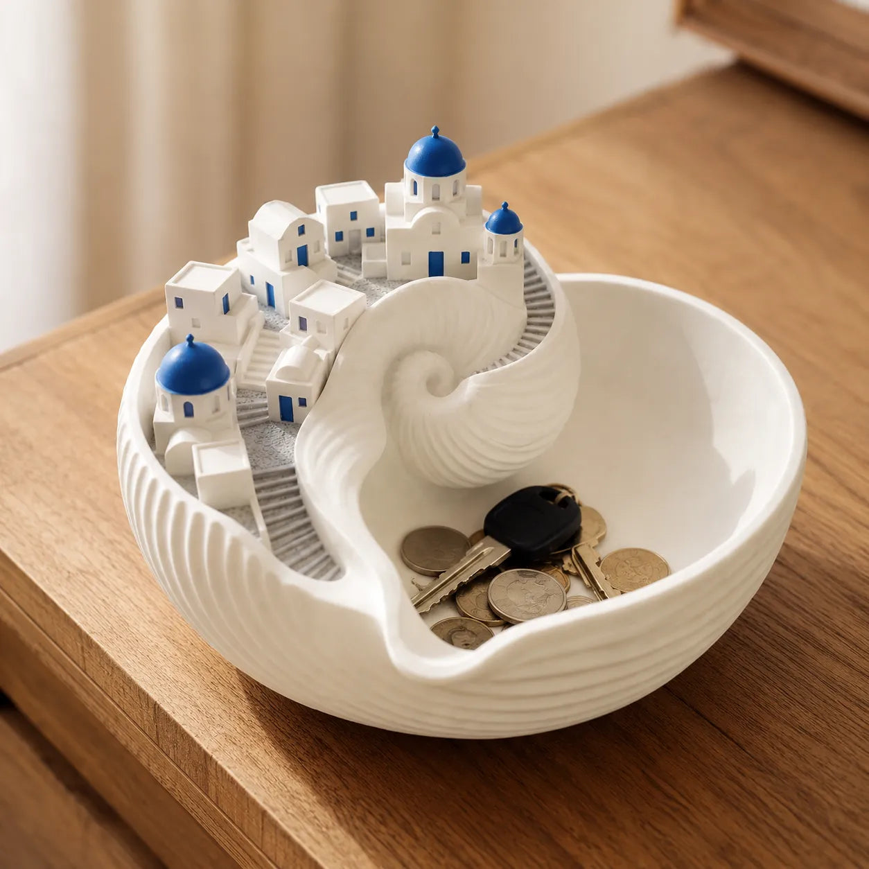 Cycladia – Santorini Sculpted Catch-All Bowl for Entryway Keys