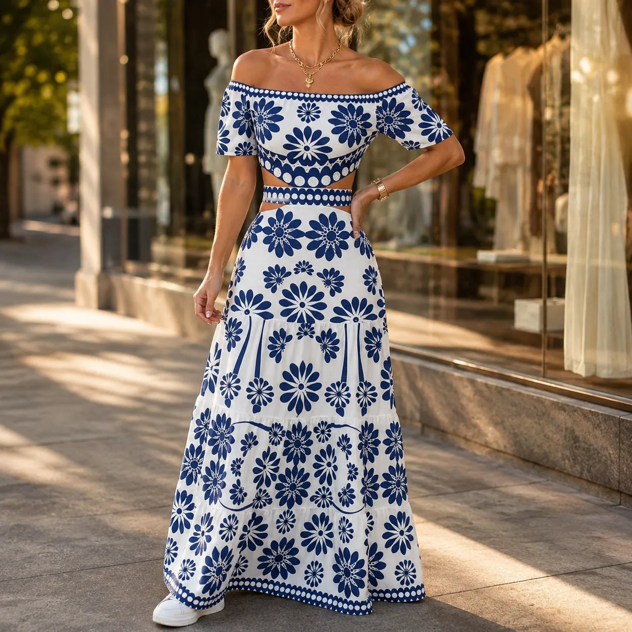 Florena – Off Shoulder Printed Maxi