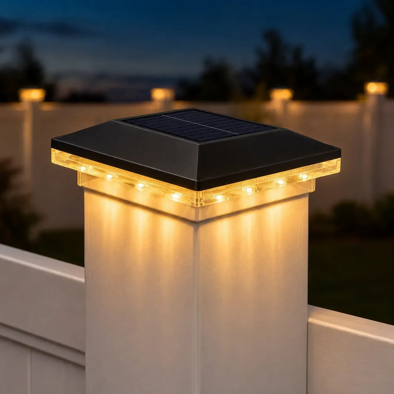 Glowmere – Solar Post Cap Lights Warm White Outdoor (2-Pack)