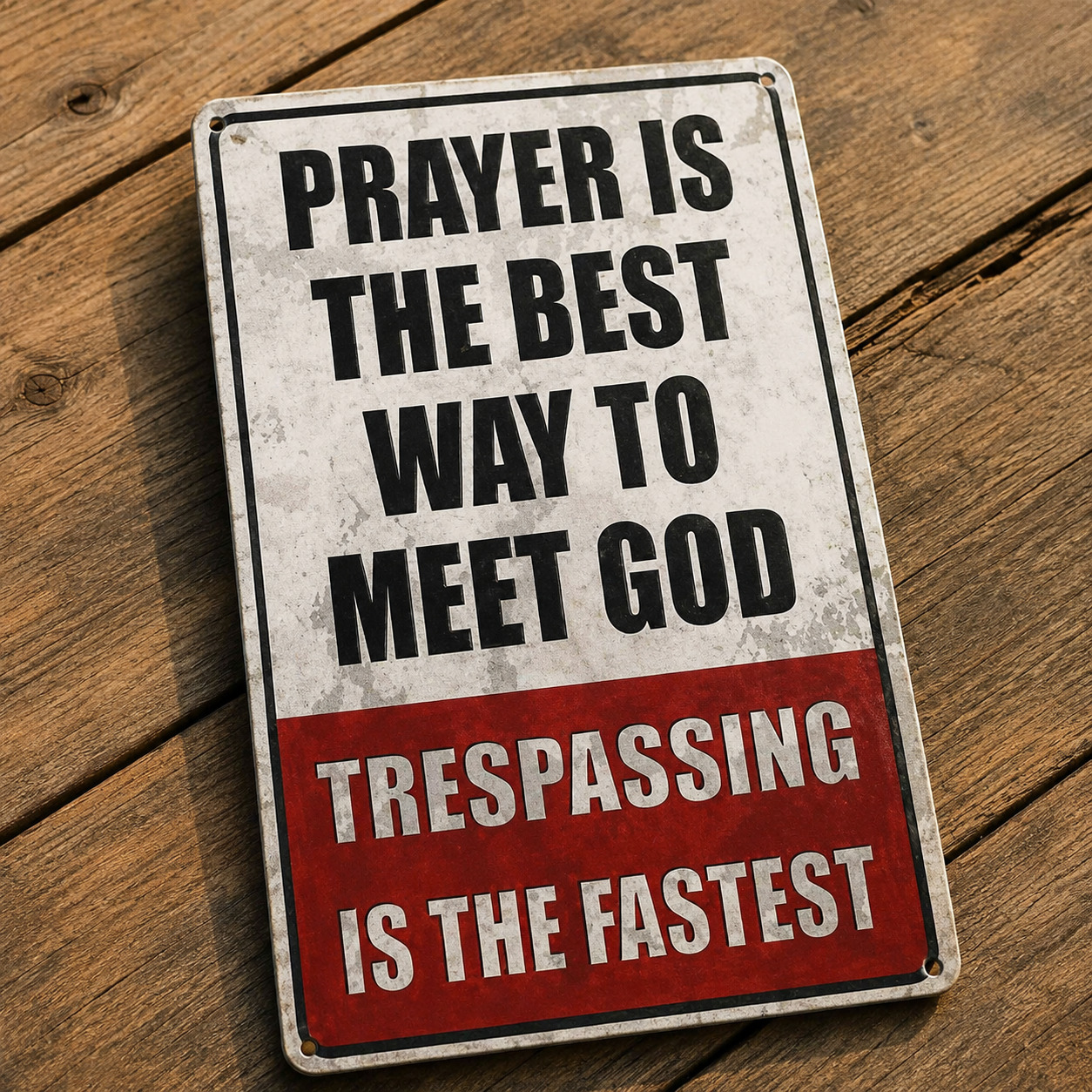 HolyGate – Funny Metal Warning Sign for Fence, Gate, Garage