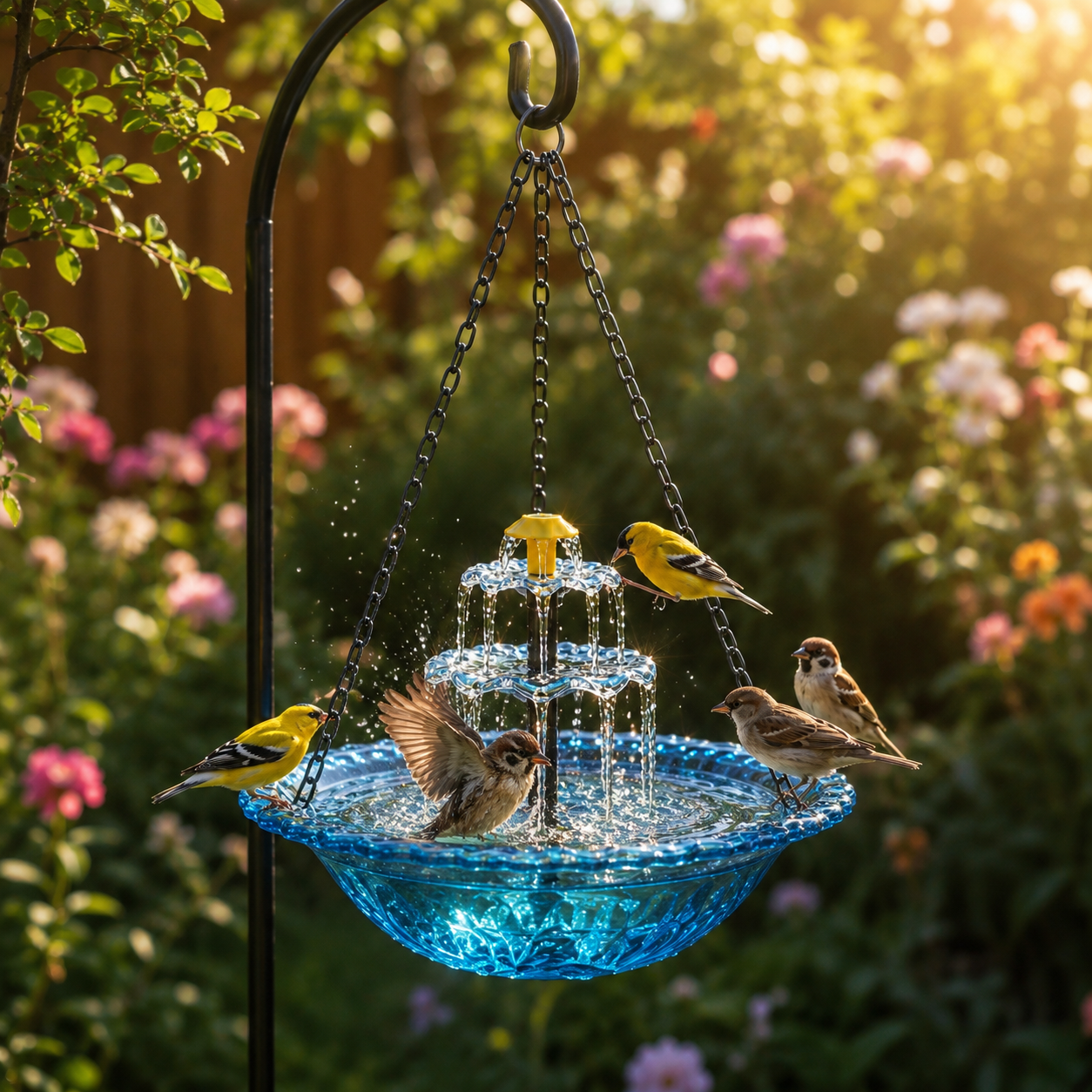 Avelora – Solar Hanging Bird Bath Fountain with Two-Tier Cascade