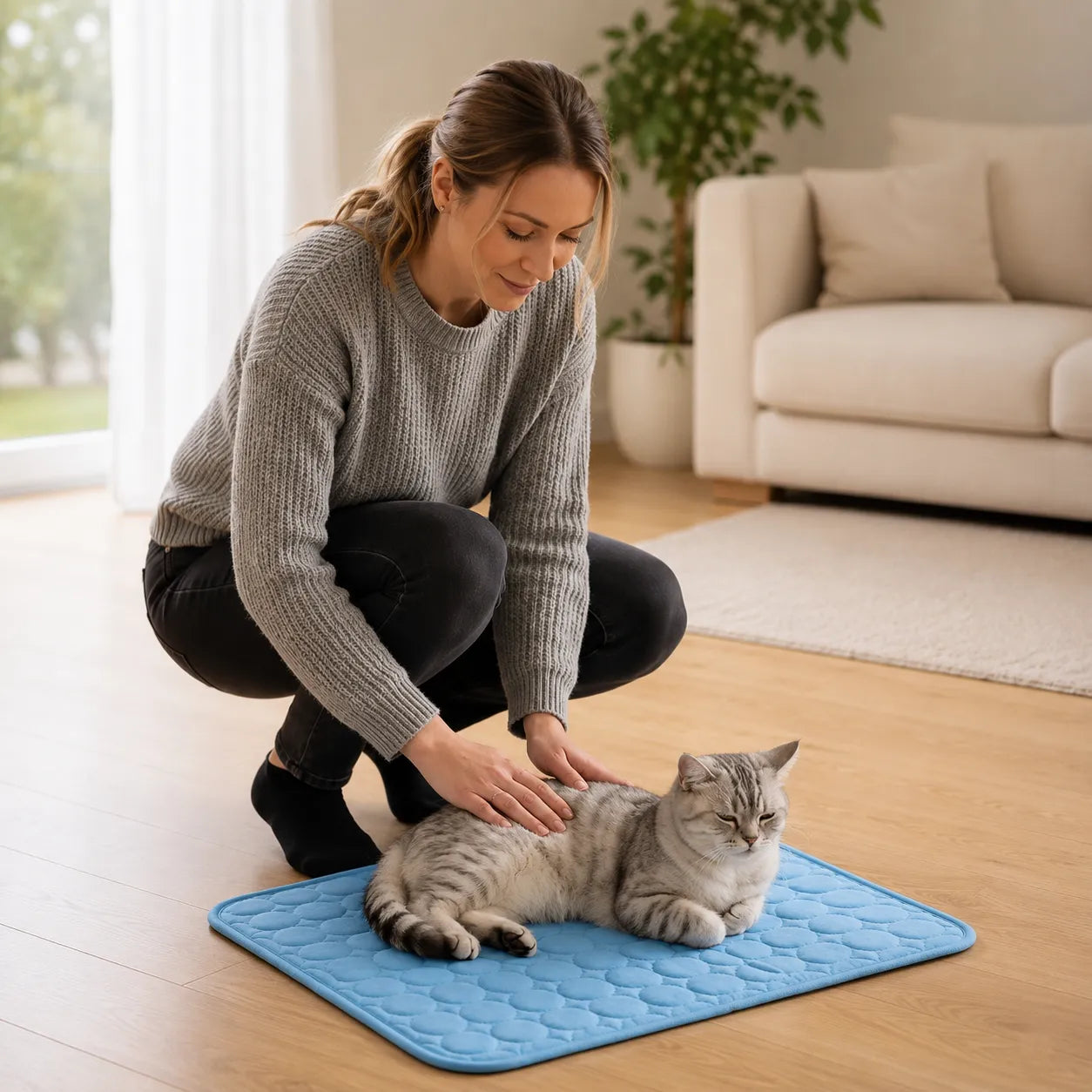 Coolabee – Cooling Mat for Dogs & Cats, No-Freeze Washable Pet Pad
