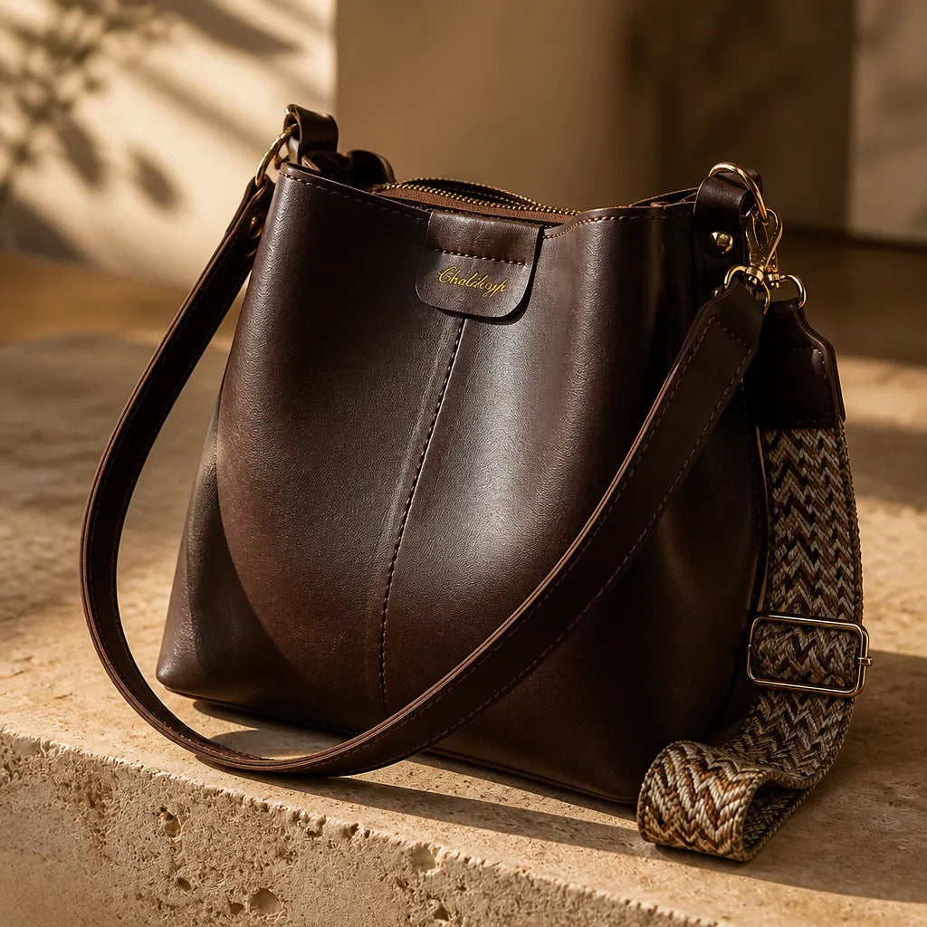 Bellora – Vintage Bucket Shoulder Bag with Woven Strap