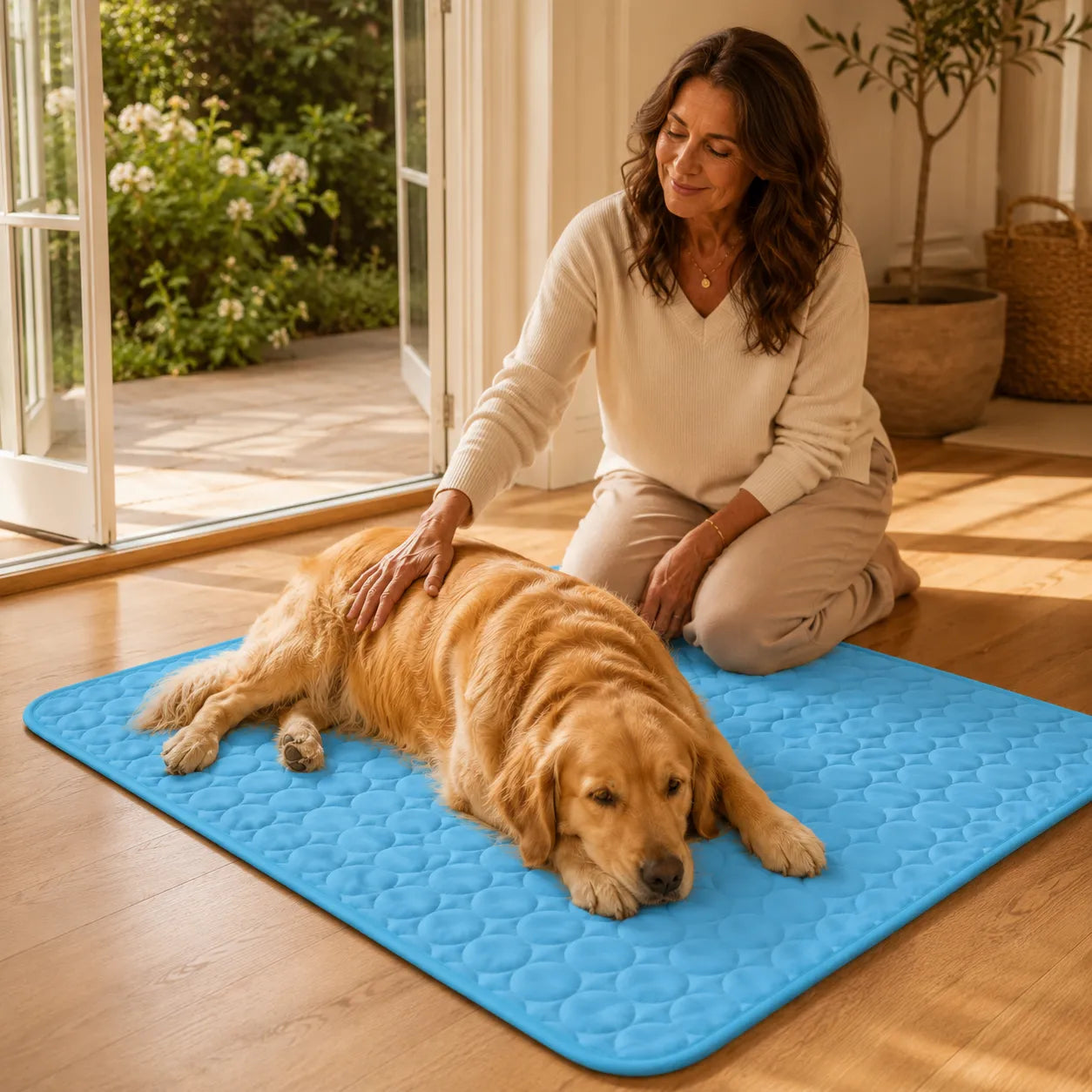 Coolo – Self-Cooling Pet Mat, Ice Silk-like Dog Cooling Pad, No-Freezer Cooling Mat for Dogs