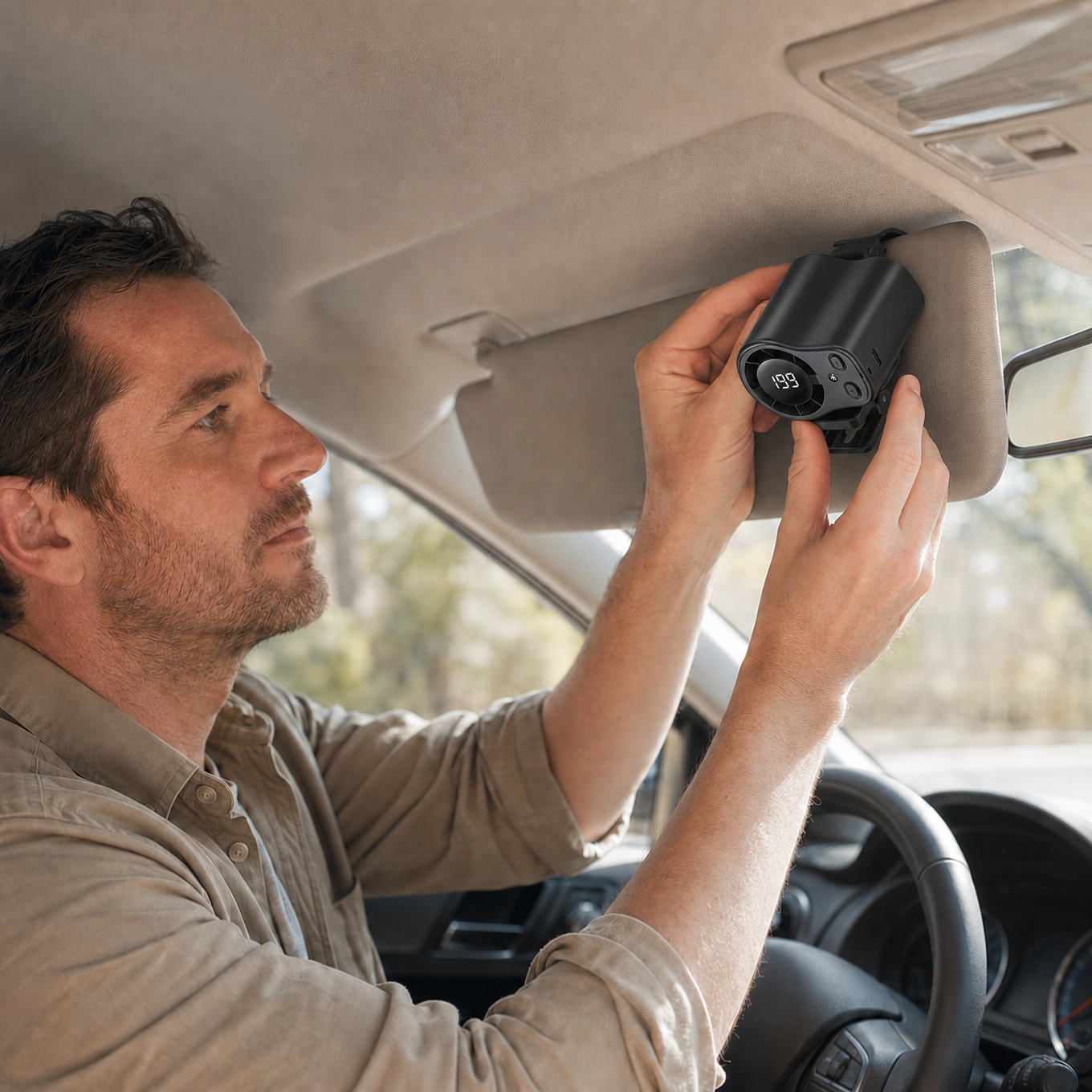 Coolnix – Portable Clip On Car Fan with LED Display