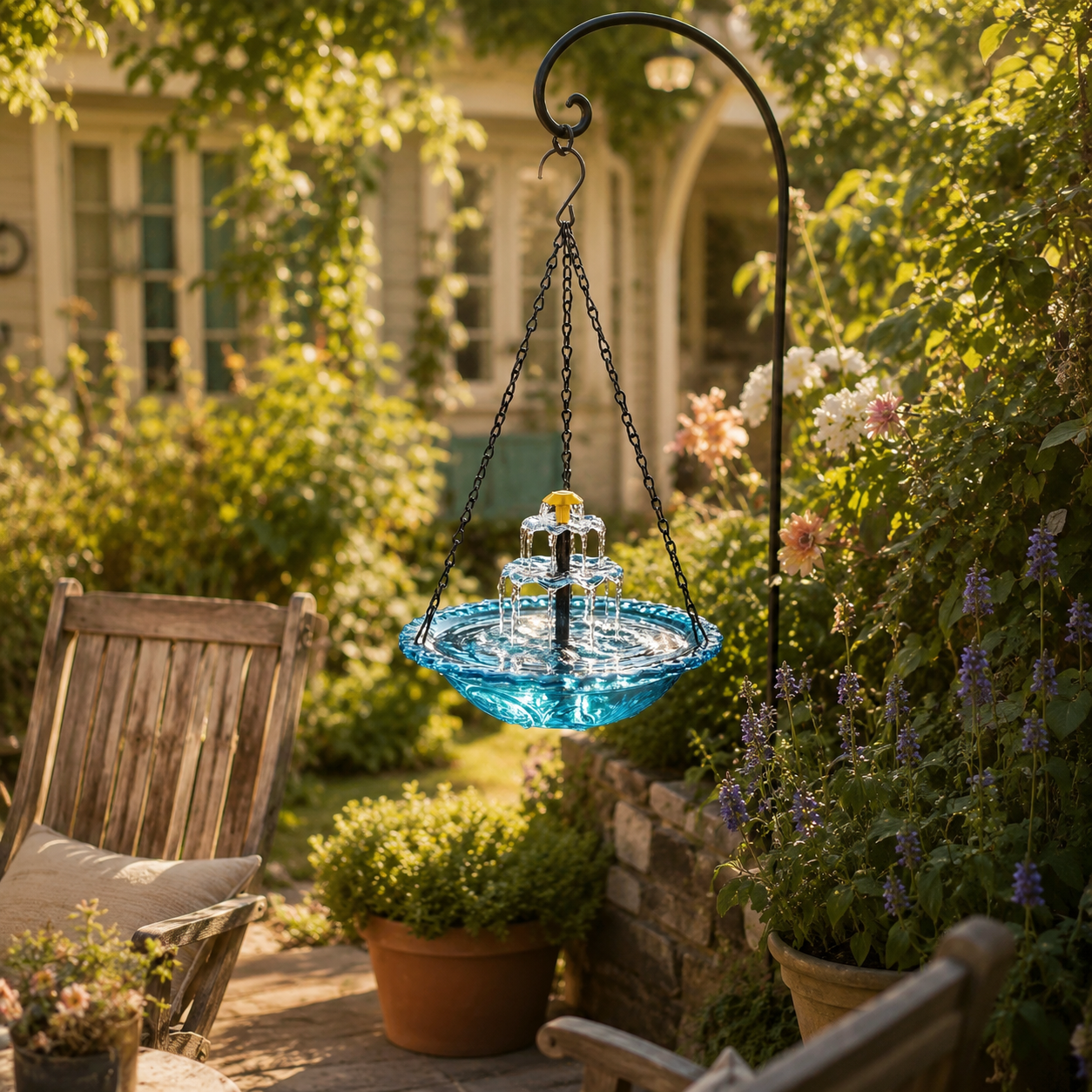 Avelora – Solar Hanging Bird Bath Fountain with Two-Tier Cascade
