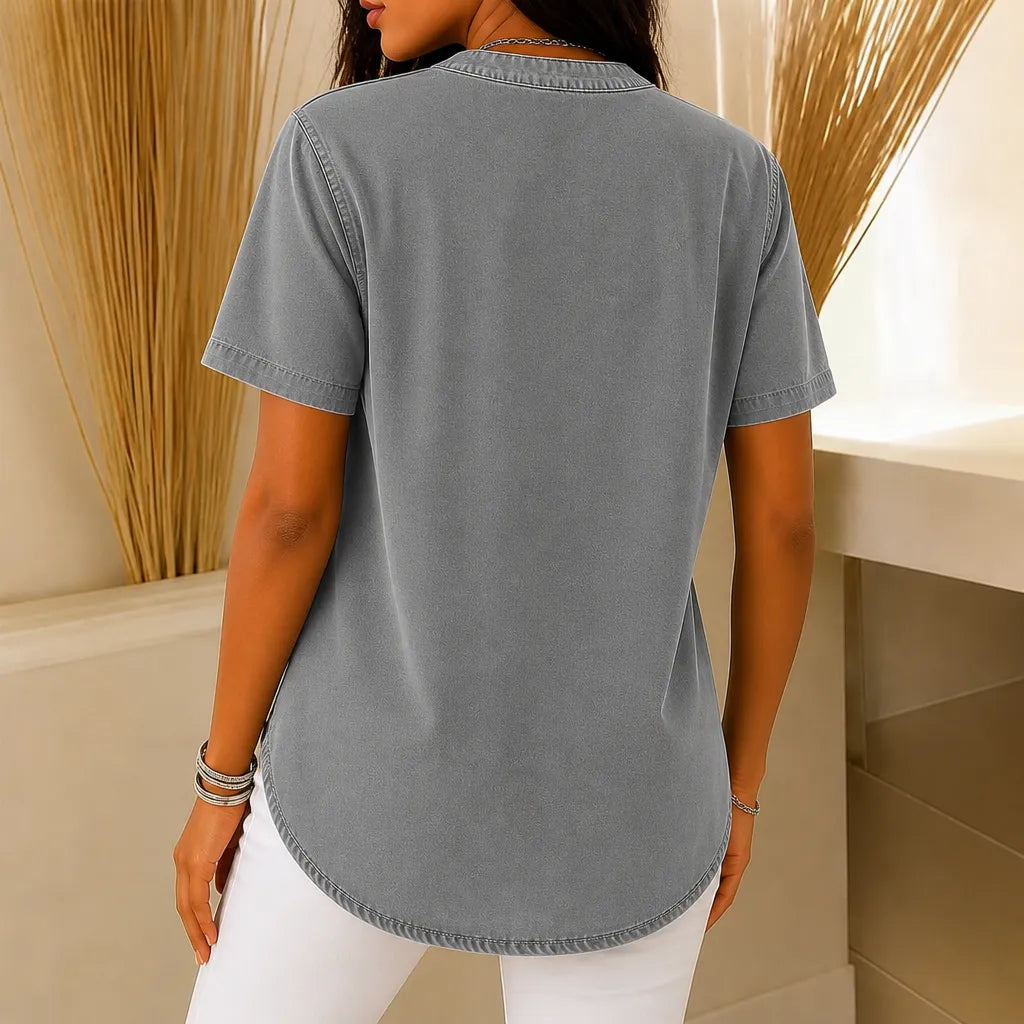Avelyn – Henley Tunic Top with Side Buttons for Women